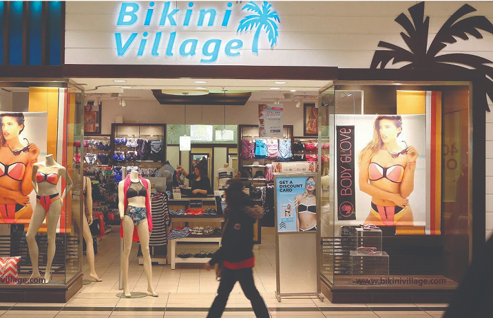 Exterior of a Bikini Village swimwear store