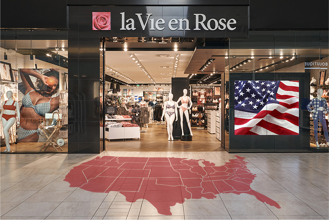 Exterior of a la Vie en Rose women’s lingerie and swimwear store in the United States