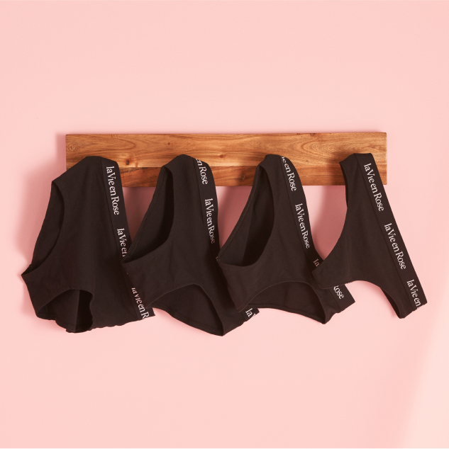 Four black panties hanging