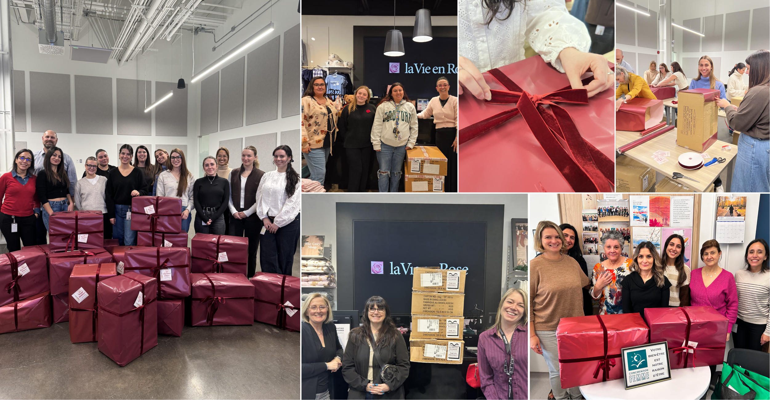 Photos of our employees with the boxes, ready to give away.