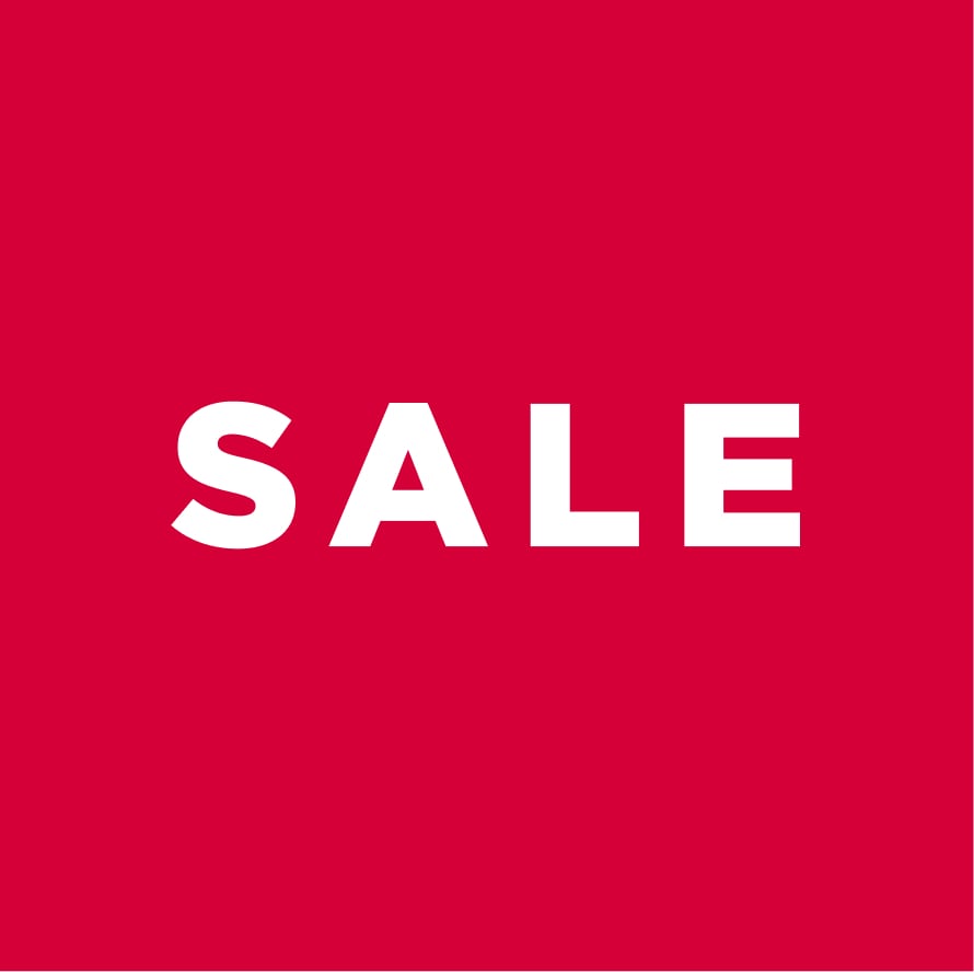 White SALE text centered on a red background