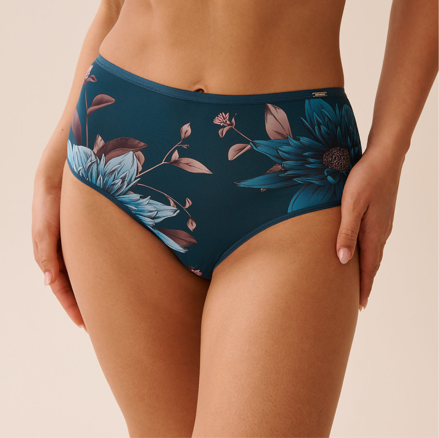 Dark blue floral patterned panty