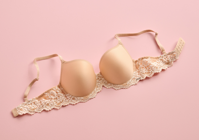 Beige contour bra laid flat