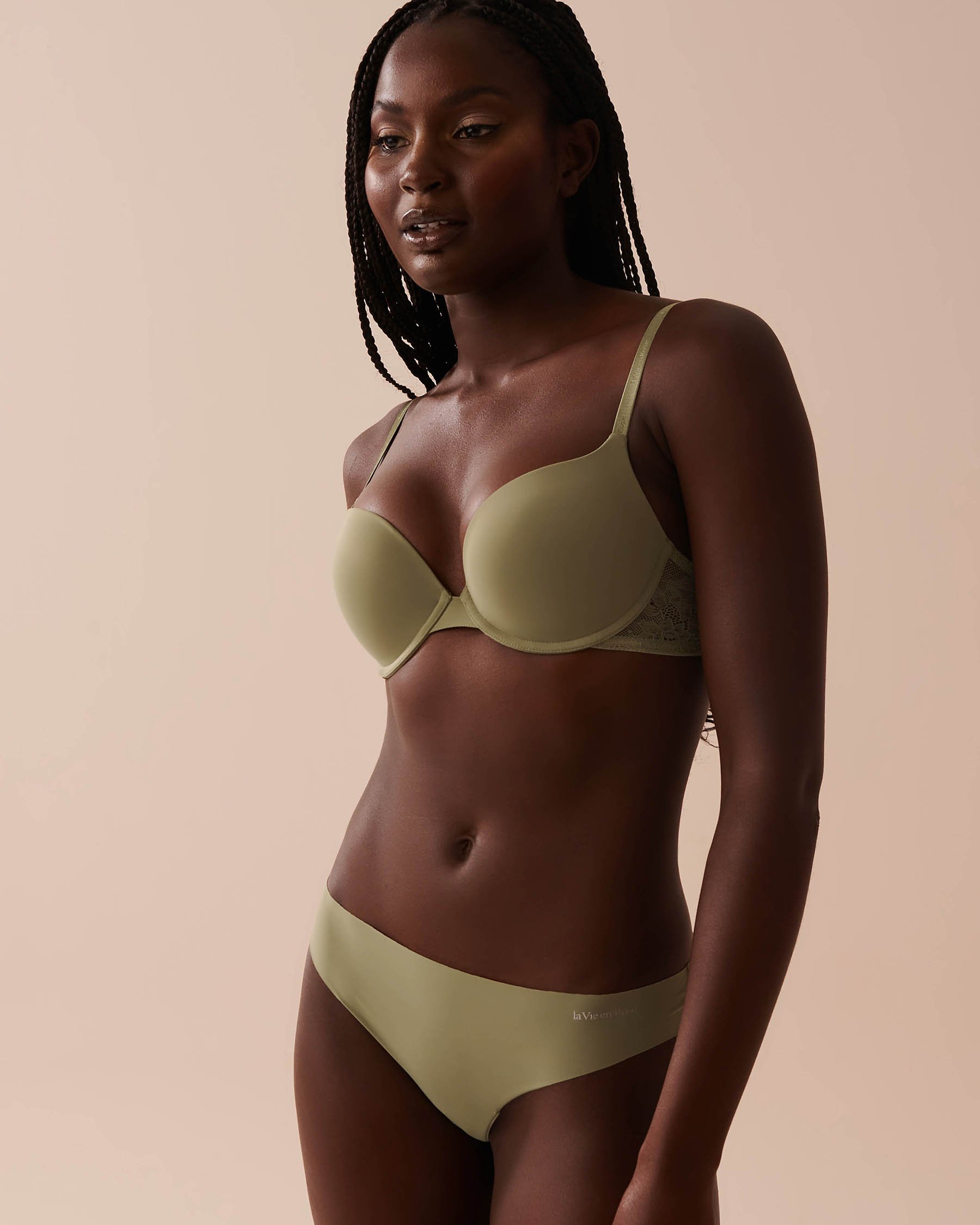 LA VIE EN ROSE Soutien-gorge push-up demi-buste Vert olive 10300158 - View1