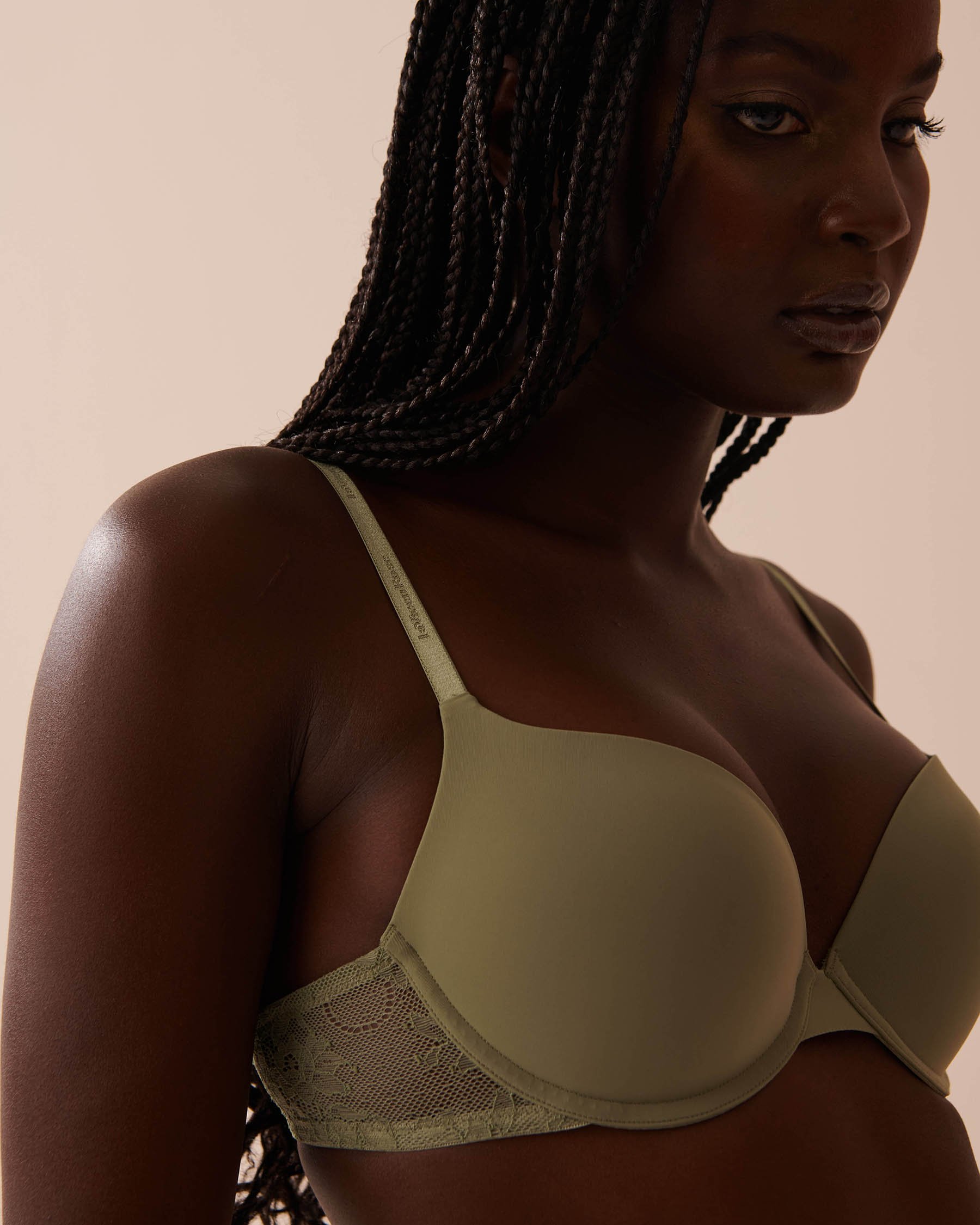 LA VIE EN ROSE Soutien-gorge push-up demi-buste Vert olive 10300158 - Voir3