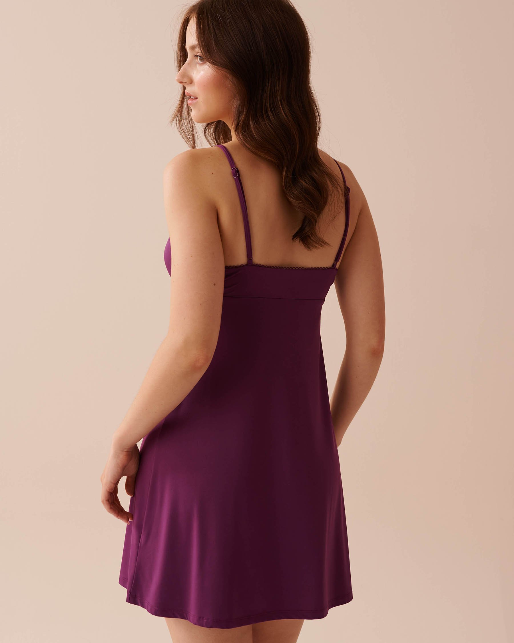 LA VIE EN ROSE Recycled Fibers Lace Trim Nightie Vibrant Violet 60500158 - View2