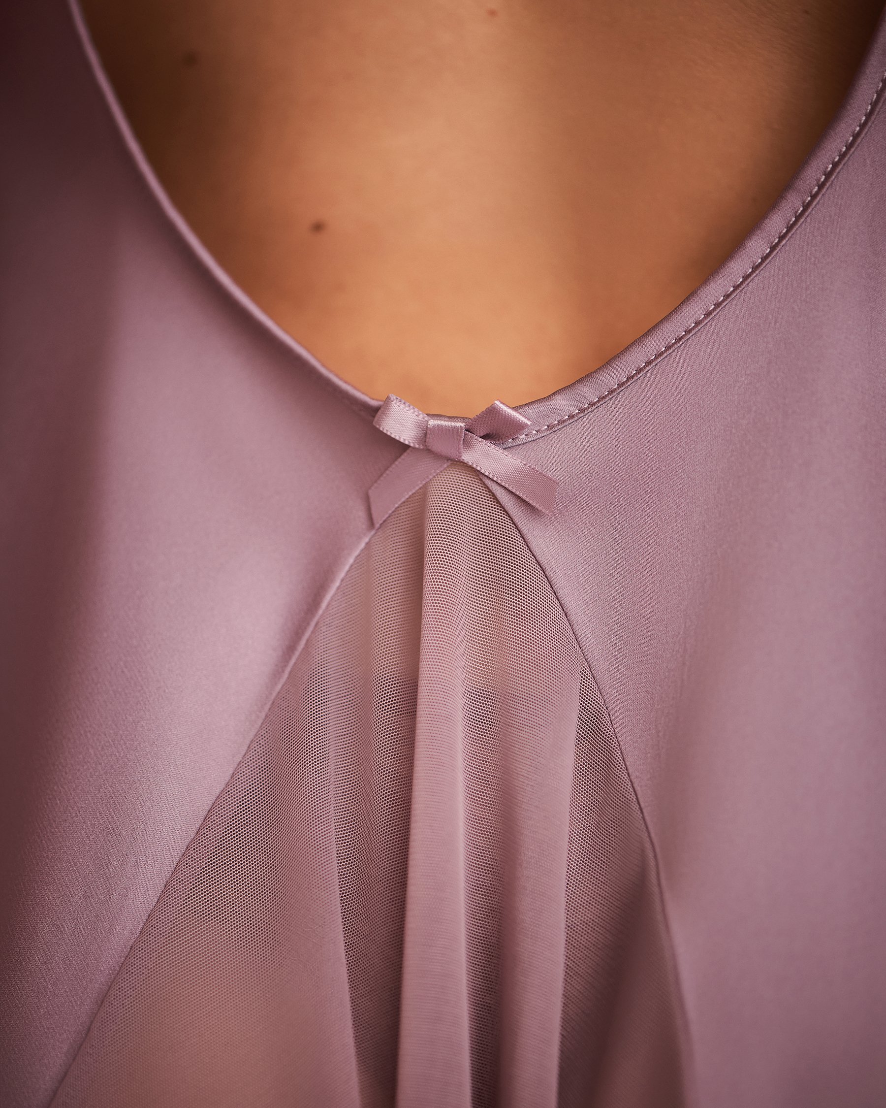 LA VIE EN ROSE Babydoll en satin et dentelle Orchidée 60500159 - Voir4