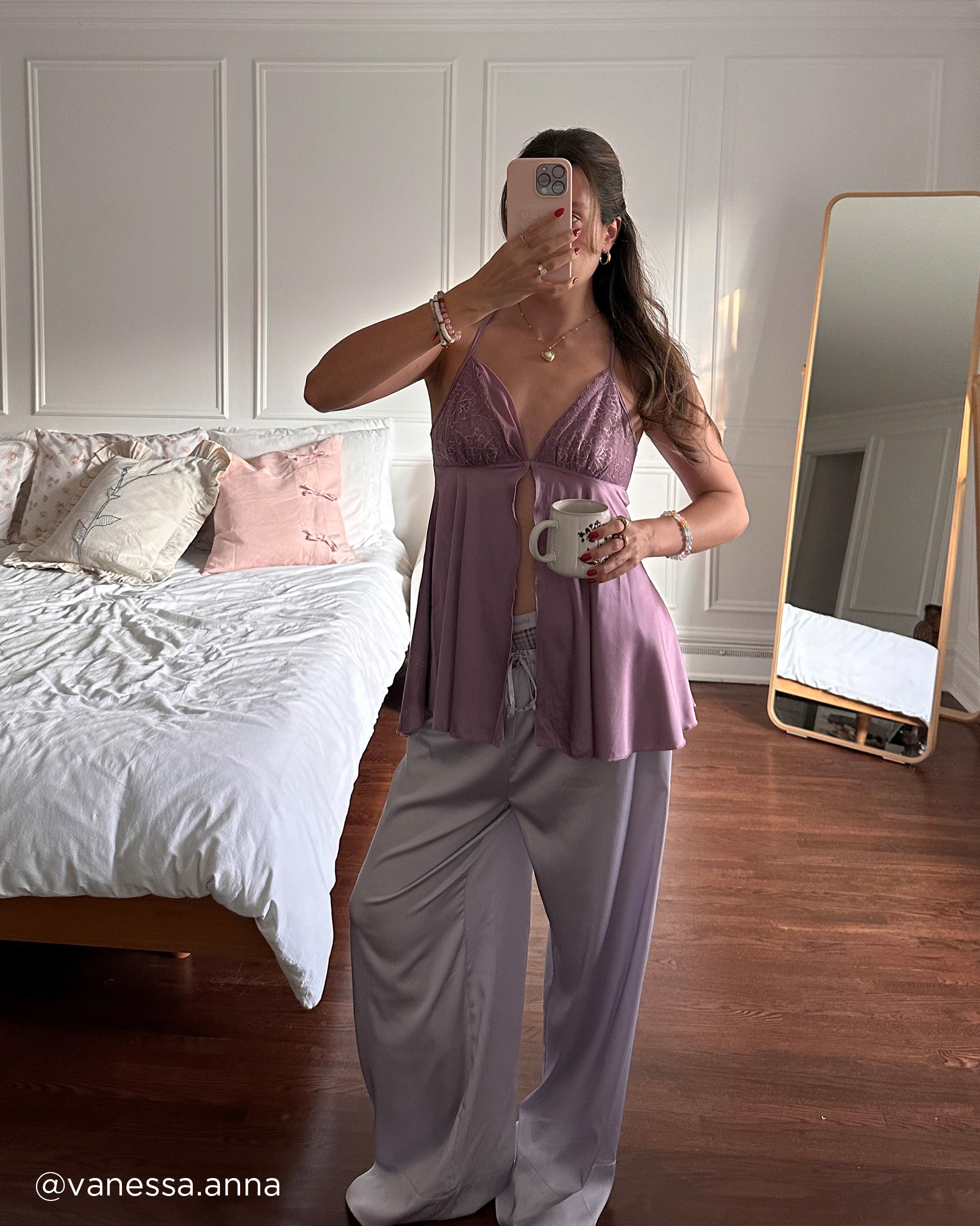 LA VIE EN ROSE Babydoll en satin et dentelle Orchidée 60500159 - Voir8