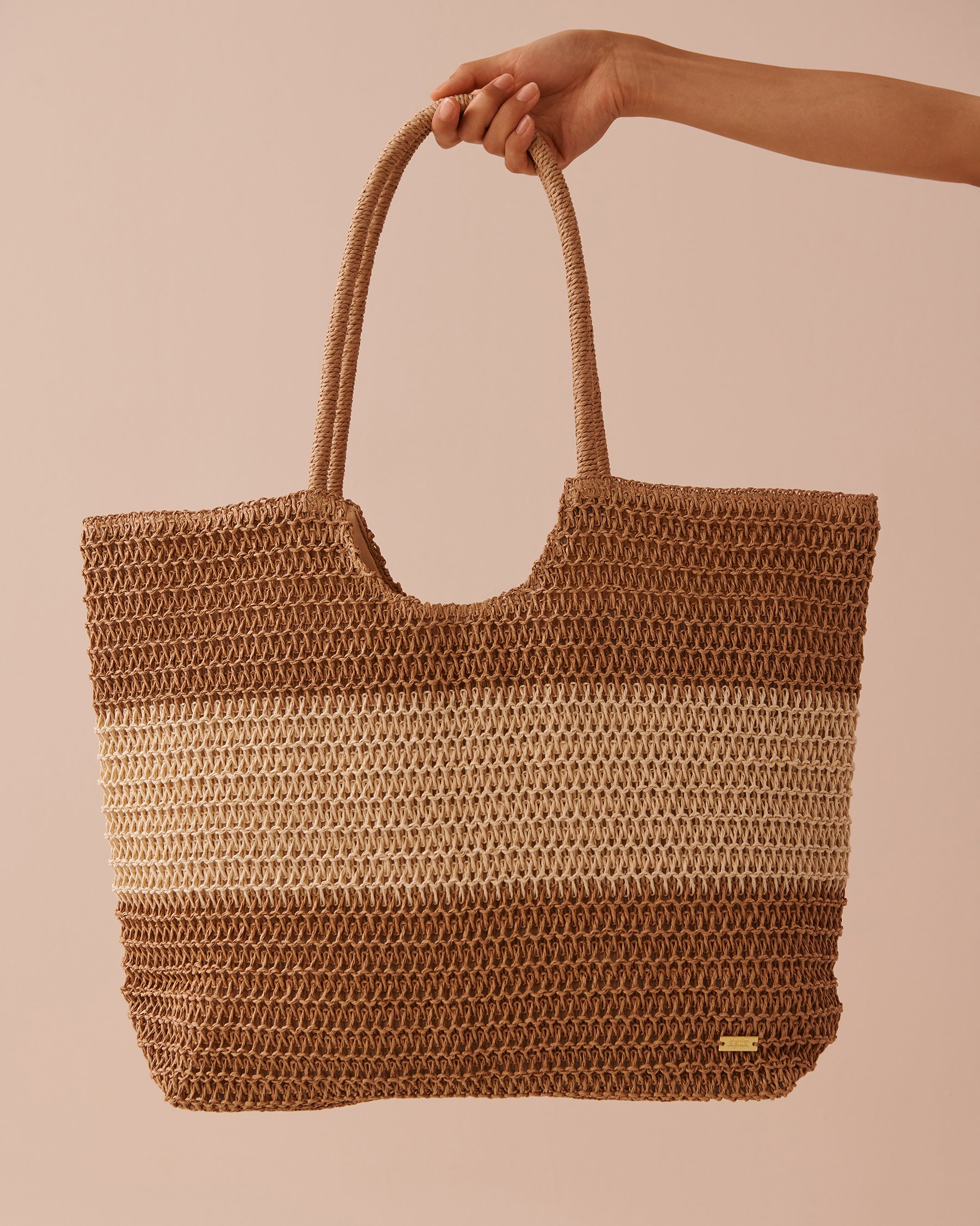 LA VIE EN ROSE AQUA Sac en paille Paille rayée 80500104 - View2