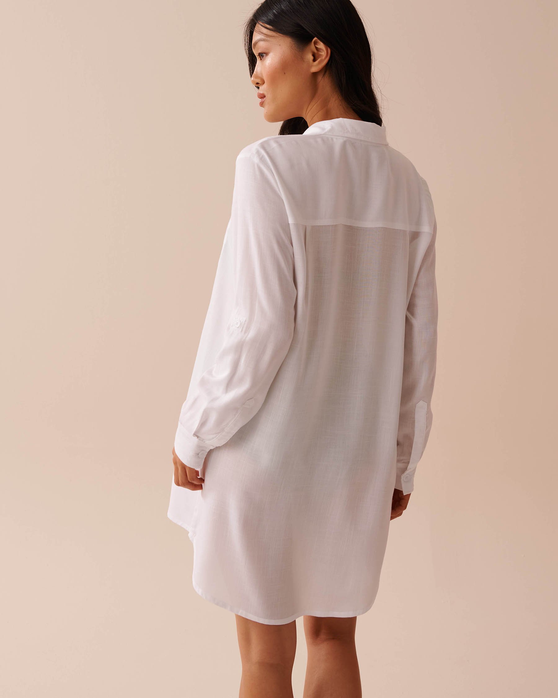 LA VIE EN ROSE AQUA Long Button-down Shirt White 80100025 - View2