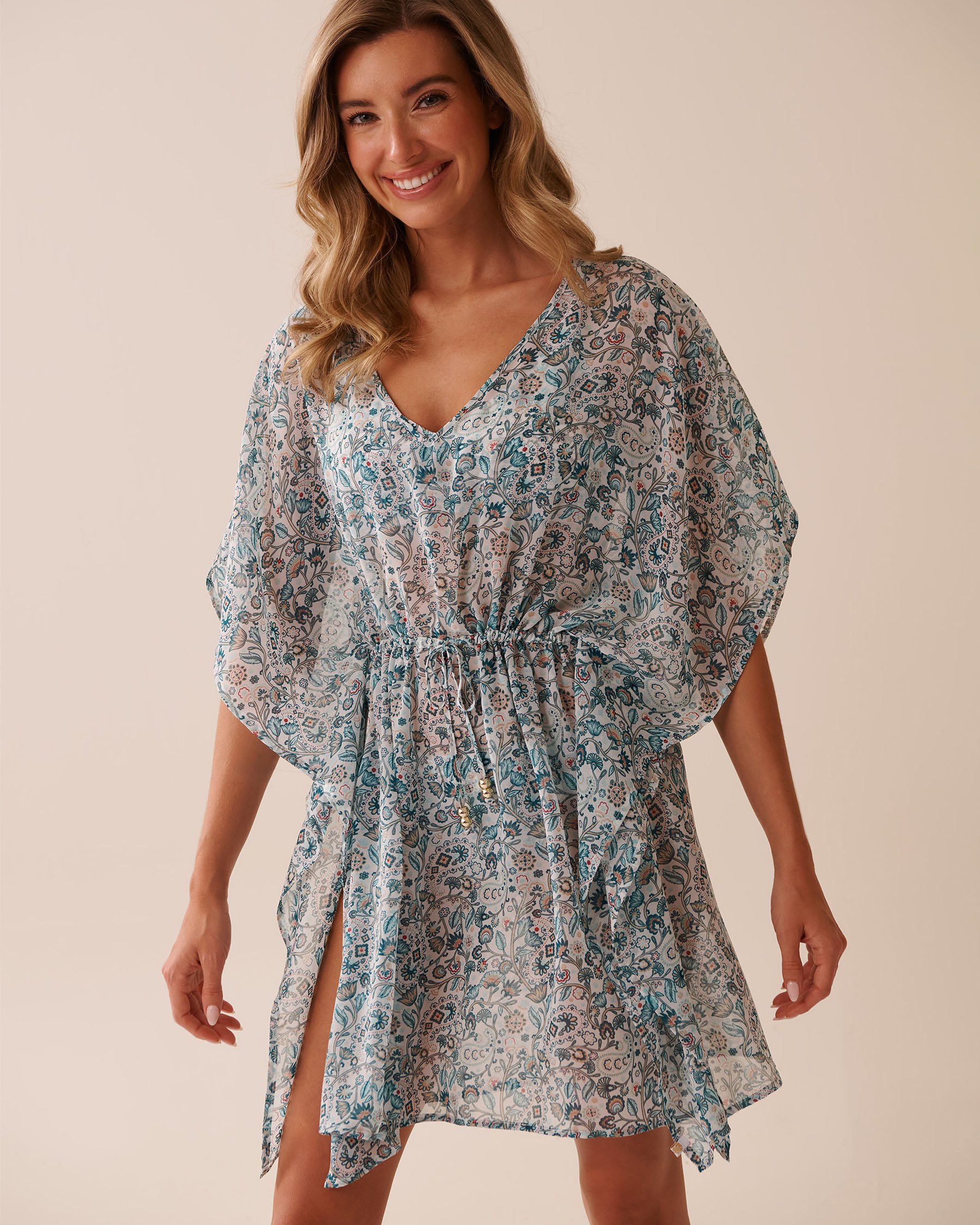 LA VIE EN ROSE AQUA Chiffon Caftan Enchanted Flora 80400070 - View1