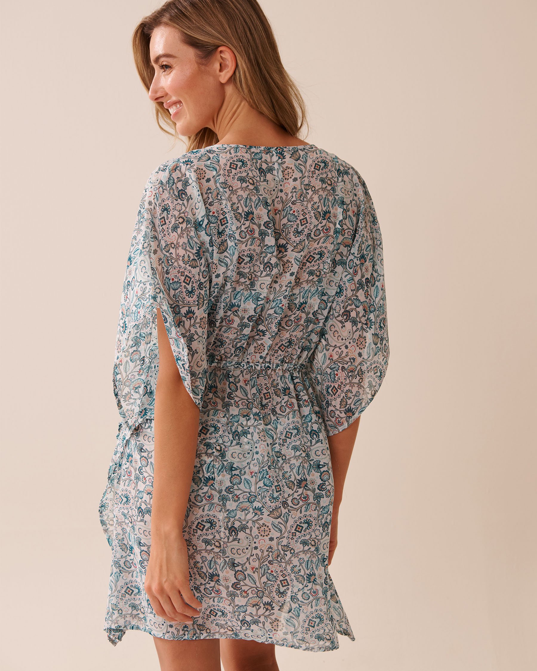 LA VIE EN ROSE AQUA Chiffon Caftan Enchanted Flora 80400070 - View2