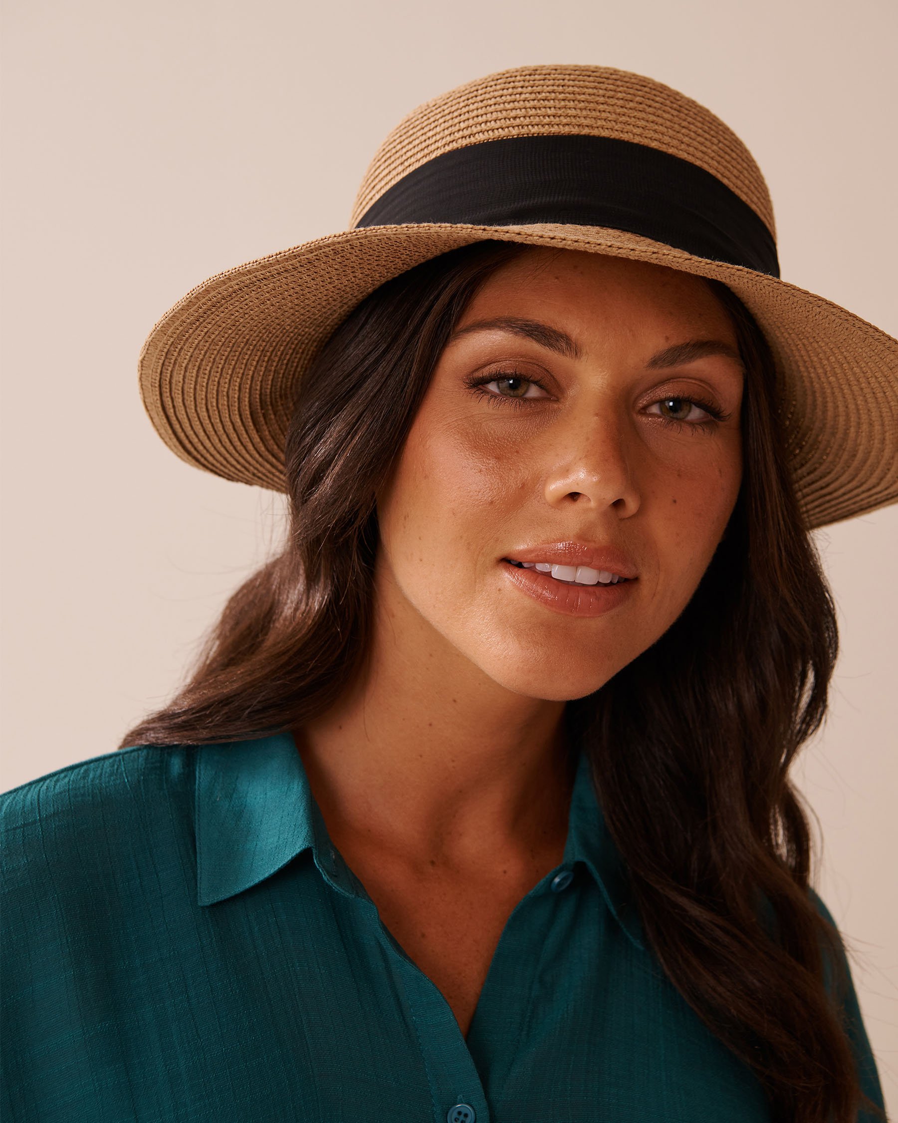 LA VIE EN ROSE AQUA Cloche Hat with Ribbon Straw 80500108 - View3