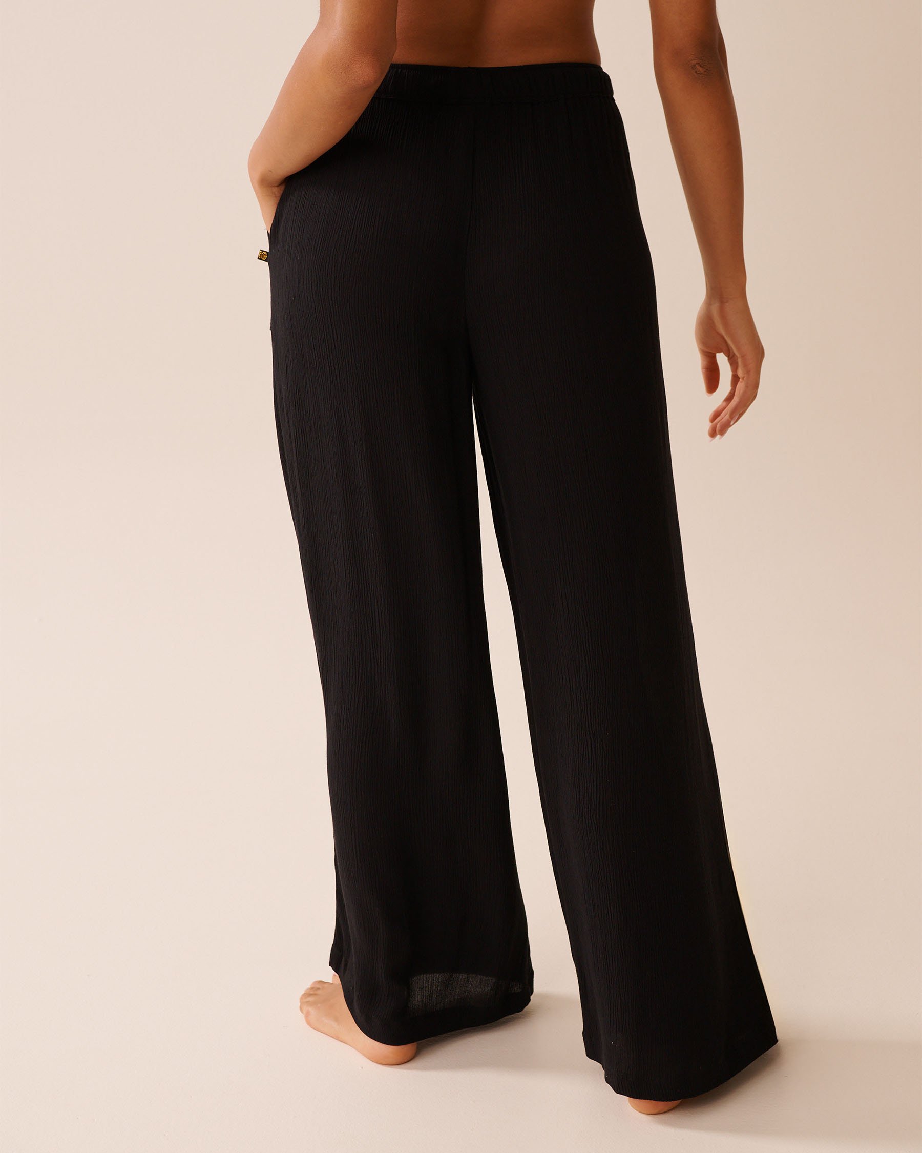 LA VIE EN ROSE AQUA Gauze Pants Black 80200078 - View2