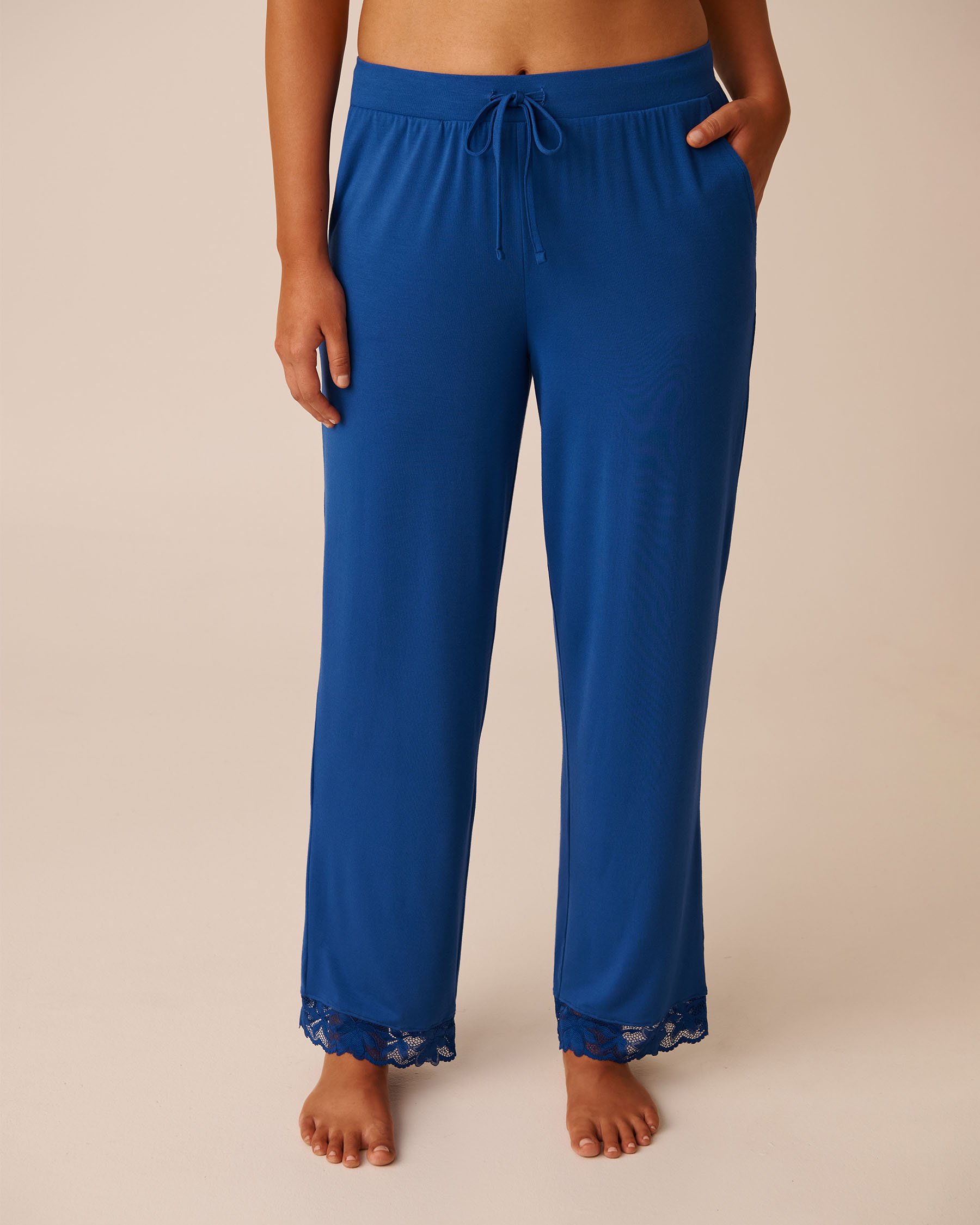 LA VIE EN ROSE Lace Detail Modal Pants Sapphire Blue 60200142 - View1