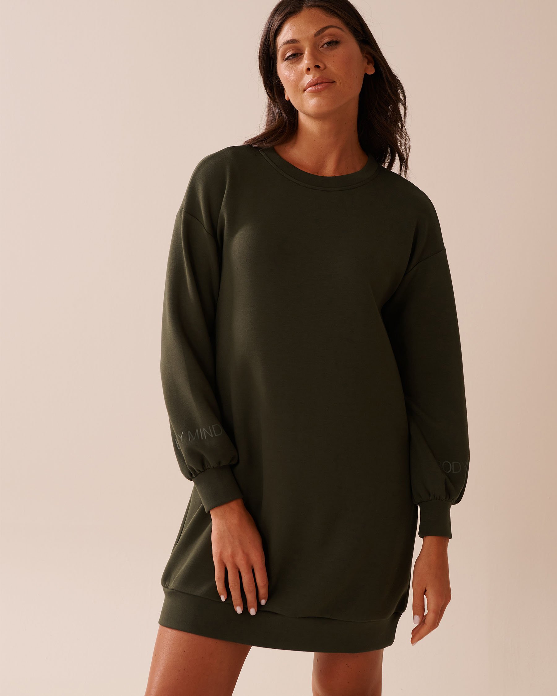 LA VIE EN ROSE Oversized Sweatshirt Dress Khaki 50400044 - View1