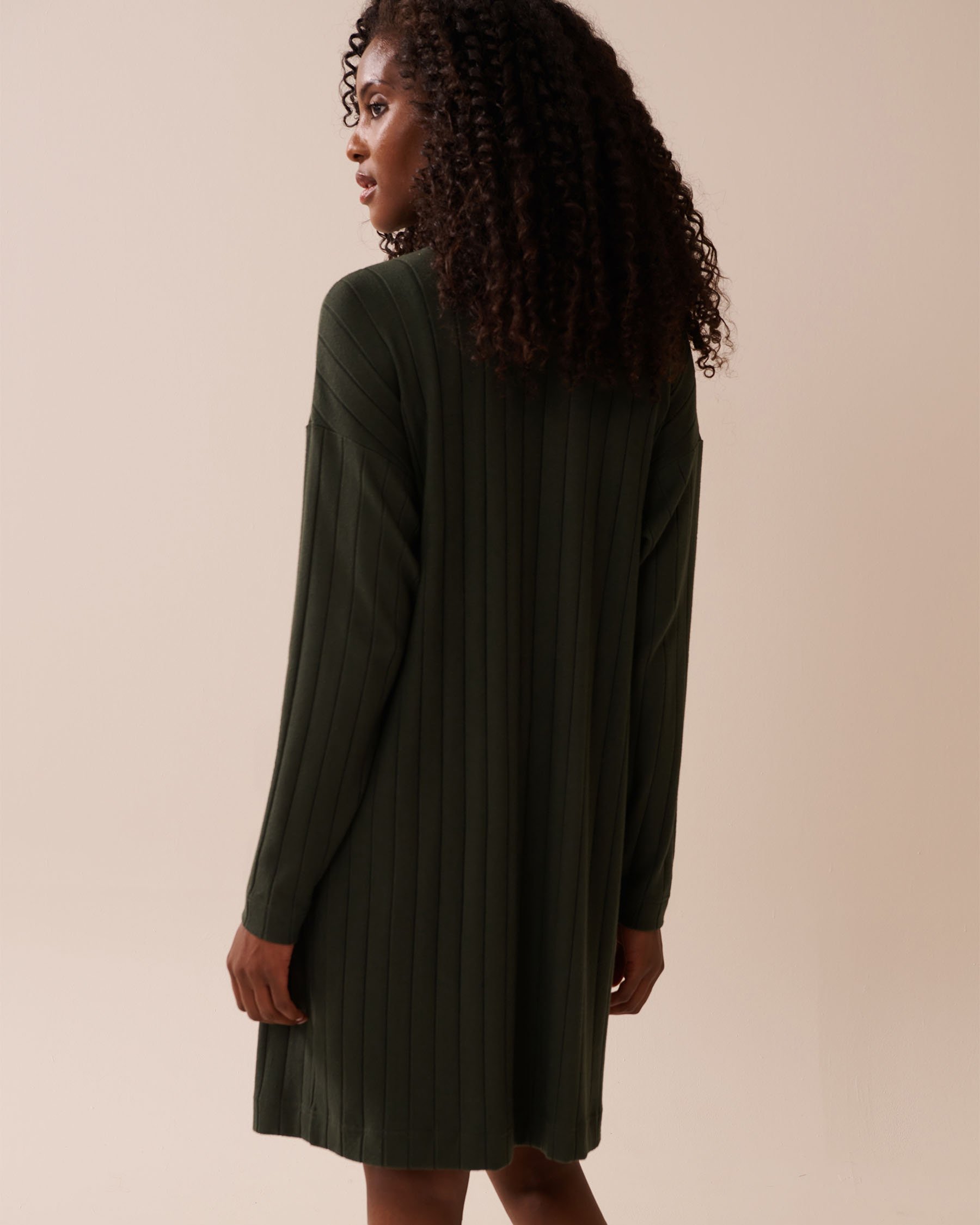 LA VIE EN ROSE Ribbed Long Cardigan Khaki 50500015 - View4