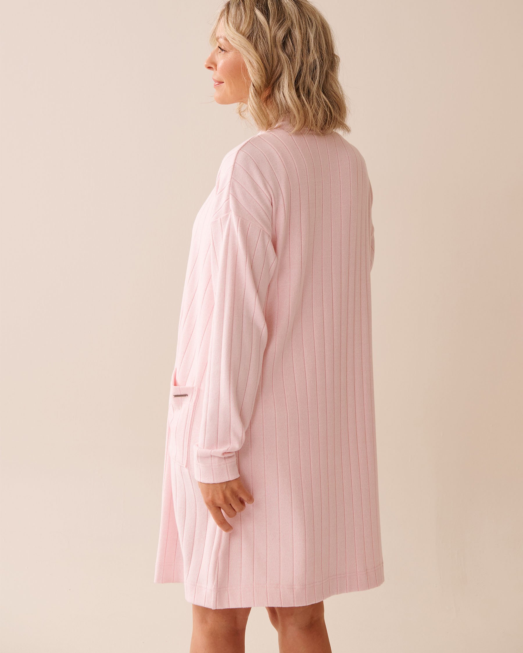 LA VIE EN ROSE Ribbed Long Cardigan Pink 50500015 - View2