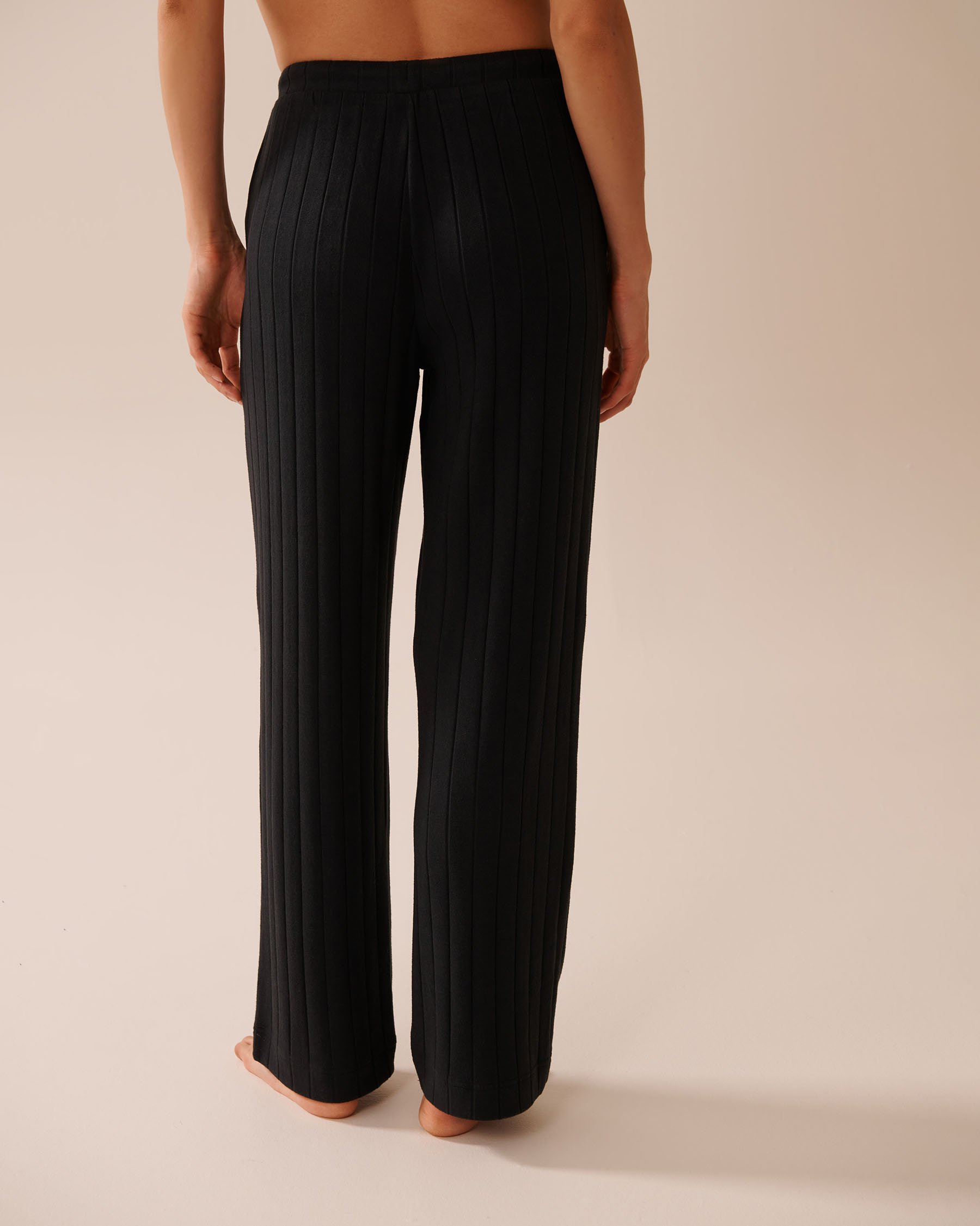 LA VIE EN ROSE Ribbed Pants Black 50200099 - View2