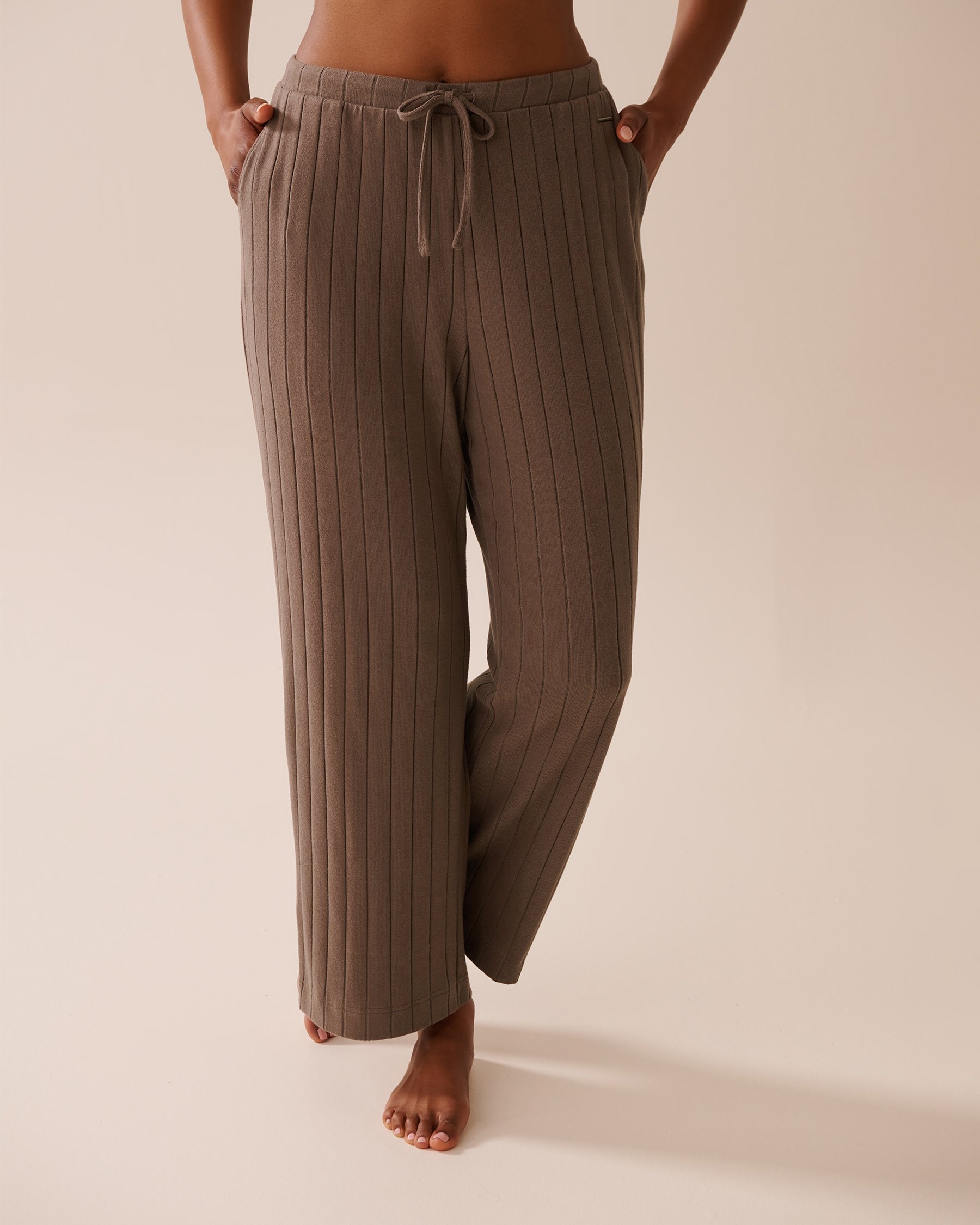 LA VIE EN ROSE Ribbed Pants Taupe 50200099 - View3