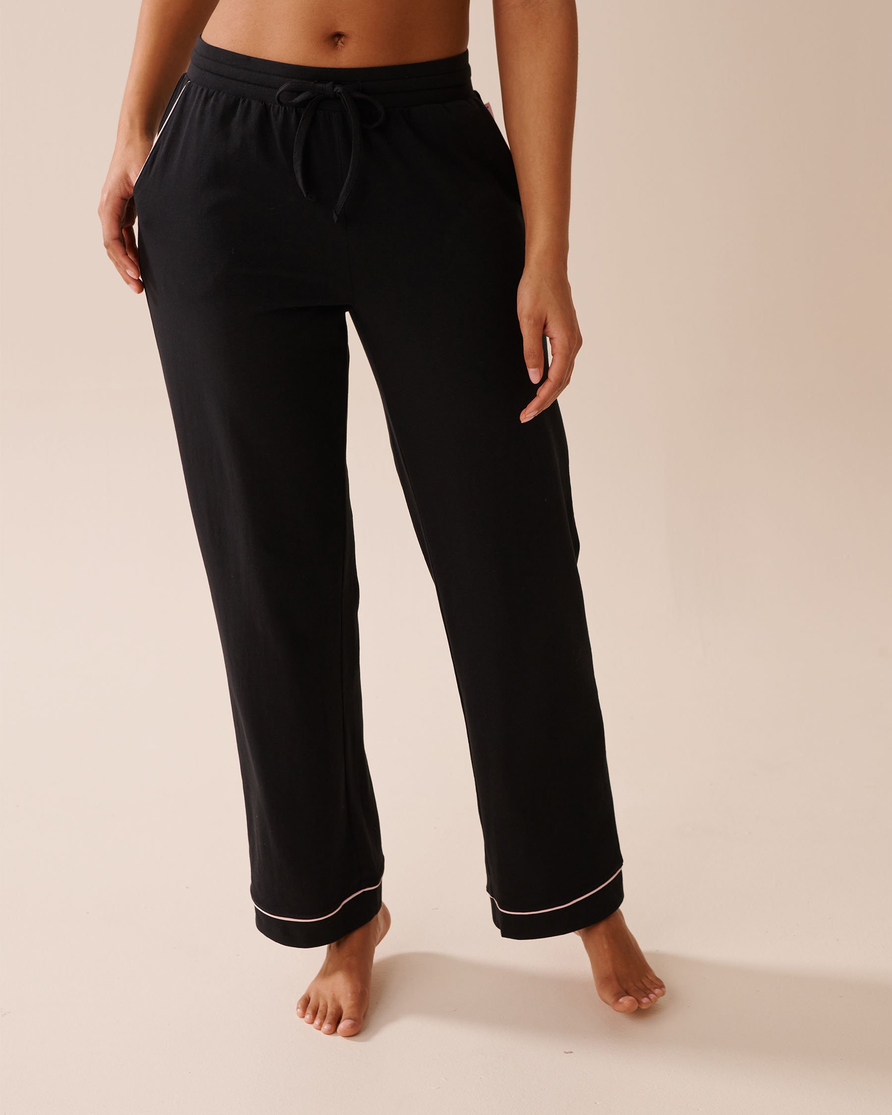 LA VIE EN ROSE Cotton Pajama Pants Black 40200751 - View1