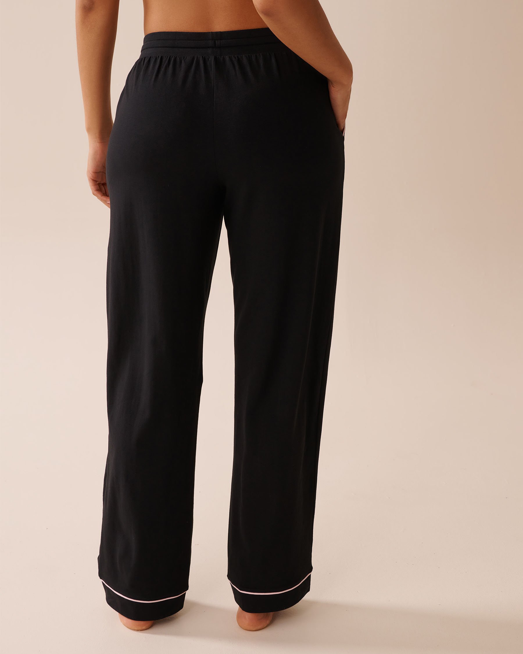 LA VIE EN ROSE Cotton Pajama Pants Black 40200751 - View2