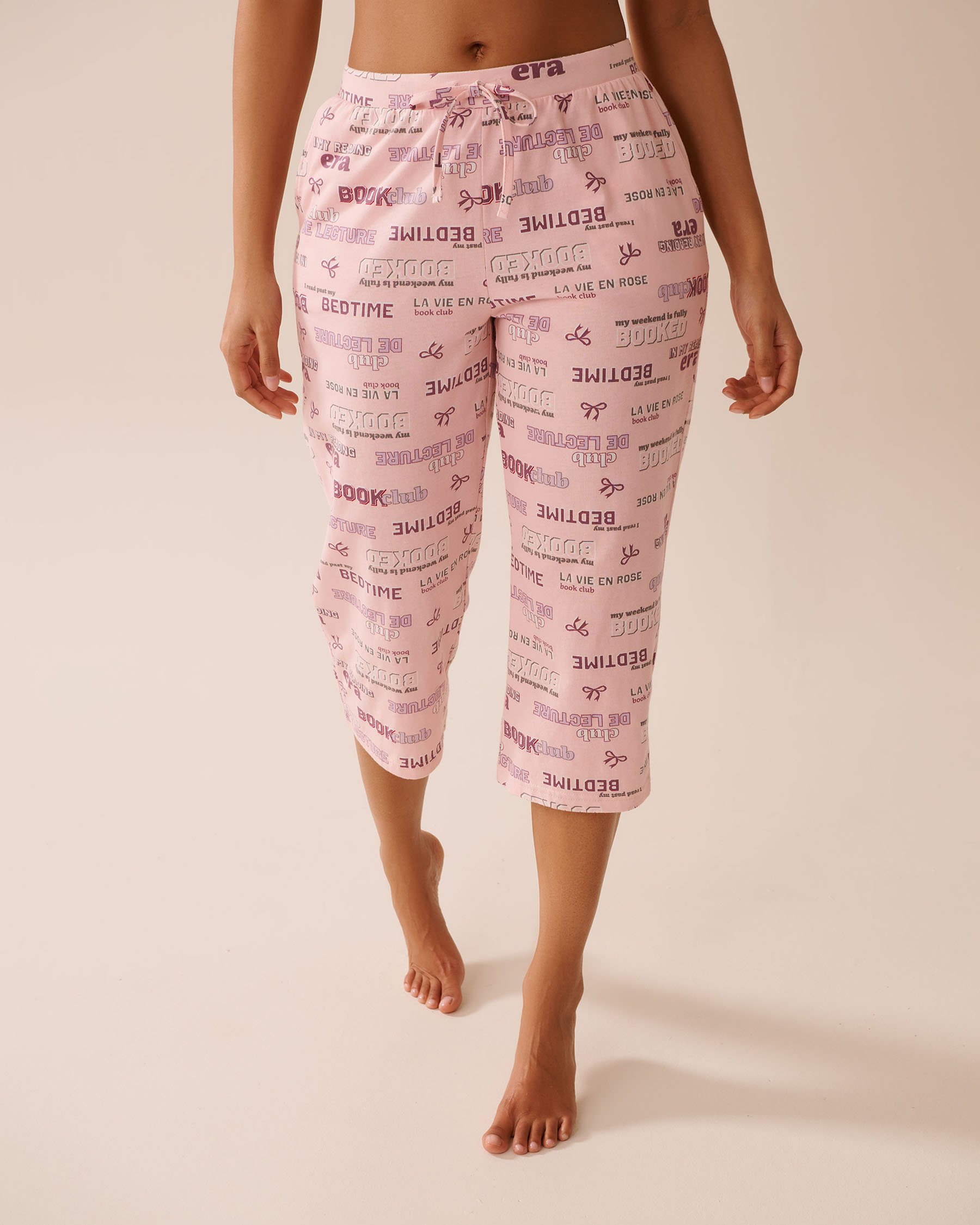 LA VIE EN ROSE Book Lover Print Cotton Pajama Capris Book Lover 40200754 - View1