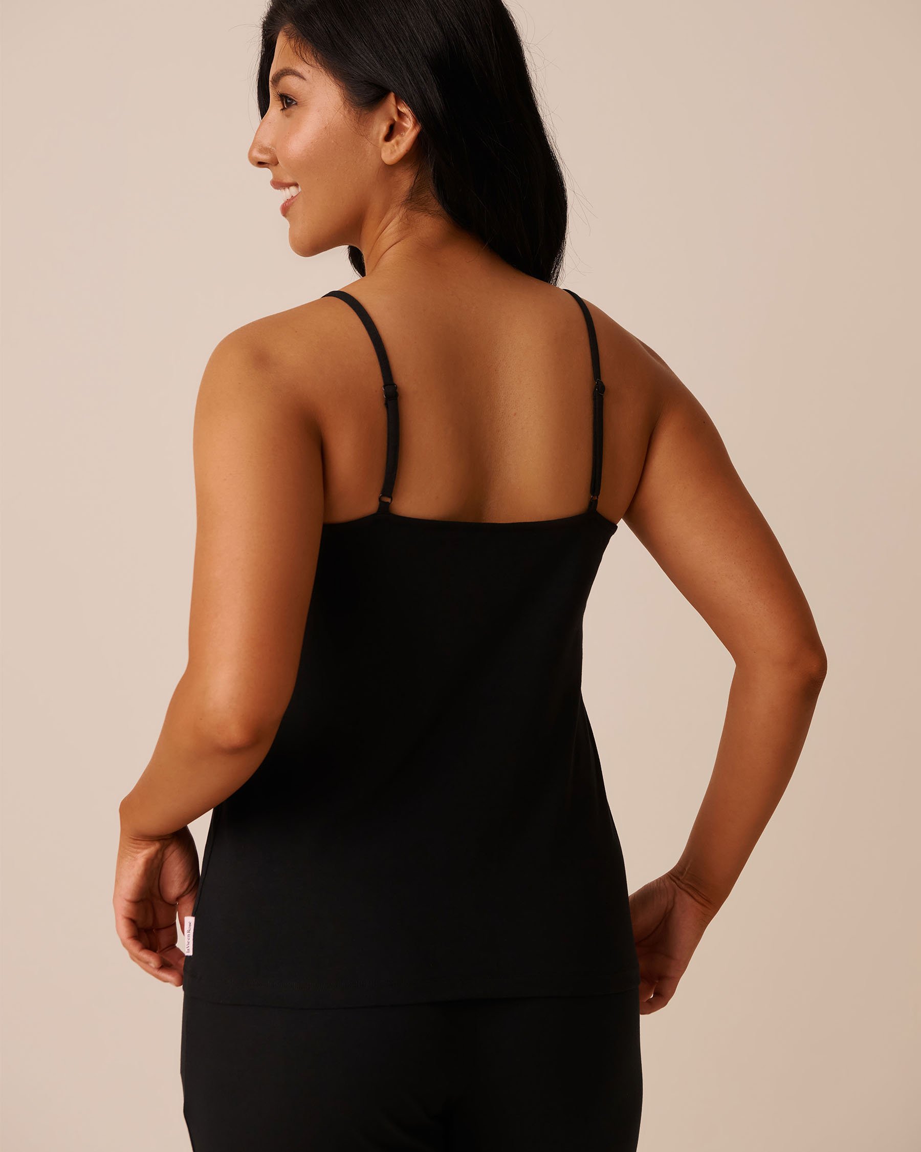 LA VIE EN ROSE Cotton Cami Black 40100764 - View2