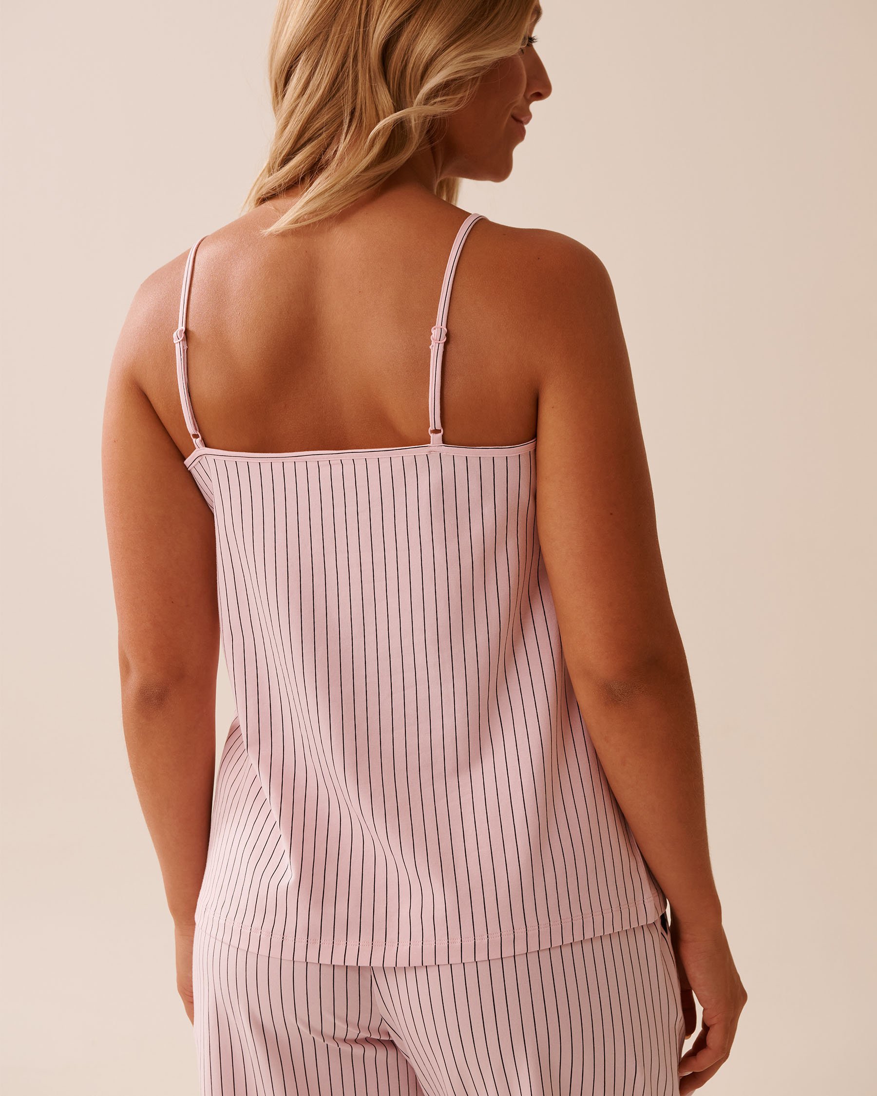 LA VIE EN ROSE Cotton Cami Pink/Black Stripes 40100764 - View2