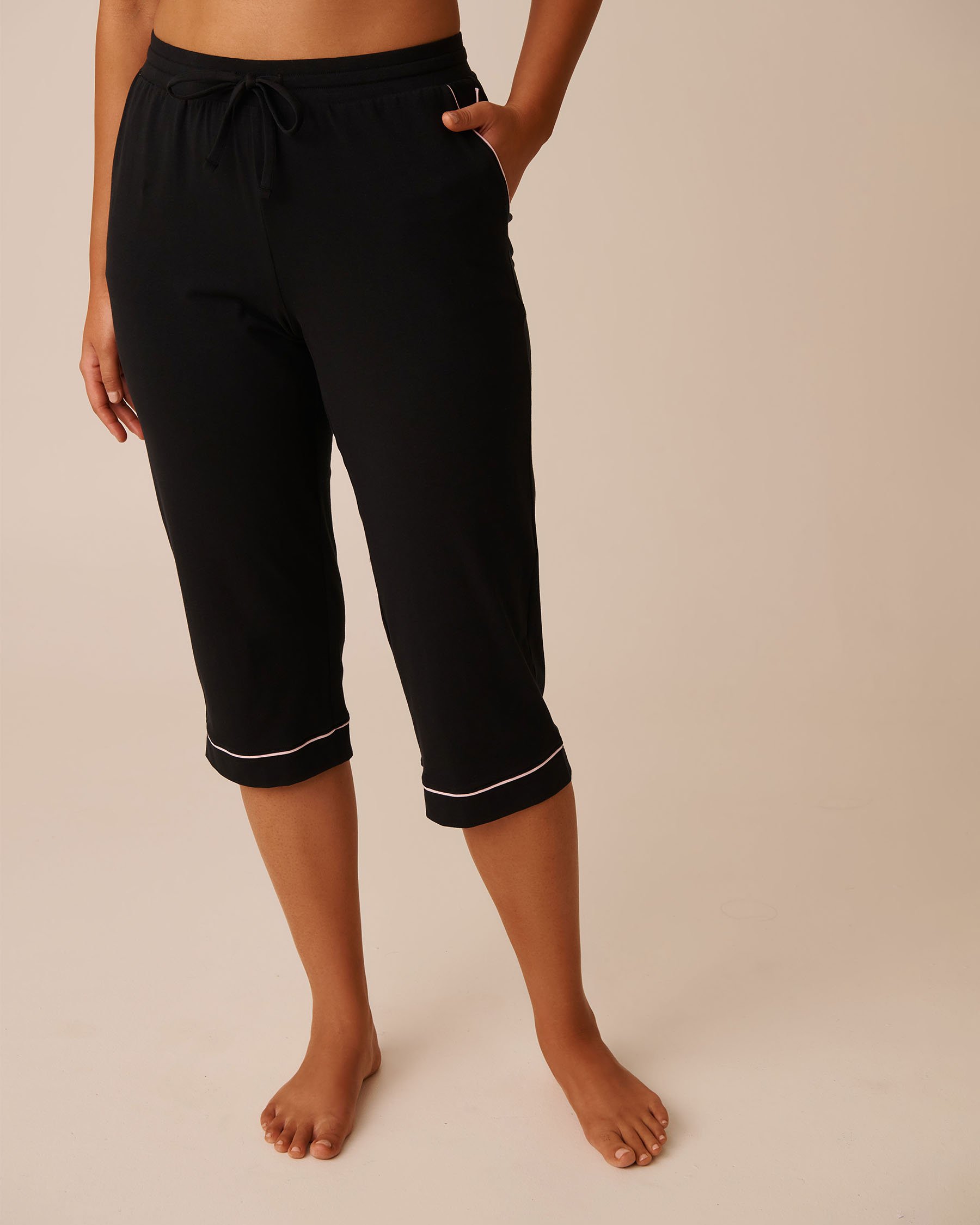 LA VIE EN ROSE Capri de pyjama en coton Noir 40200750 - View1