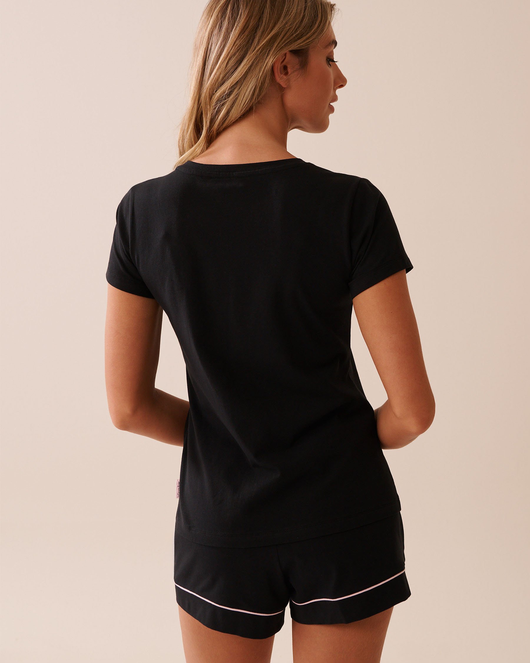 LA VIE EN ROSE Cotton T-shirt Black 40100766 - View3