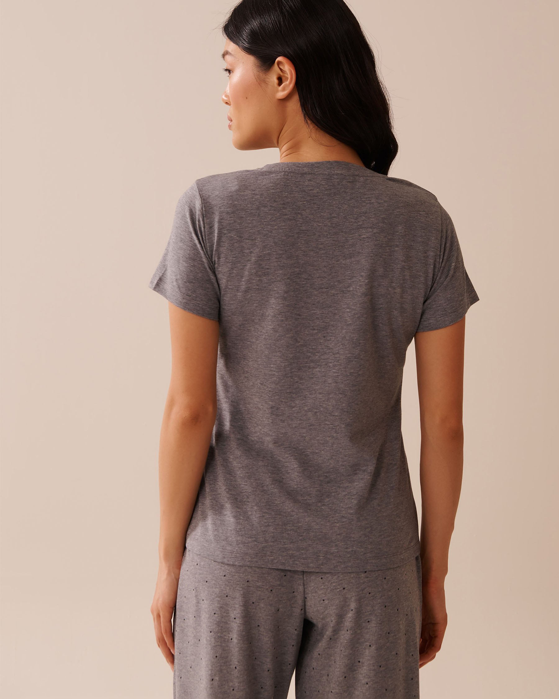 LA VIE EN ROSE T-shirt en coton Gris charbon 40100766 - View2