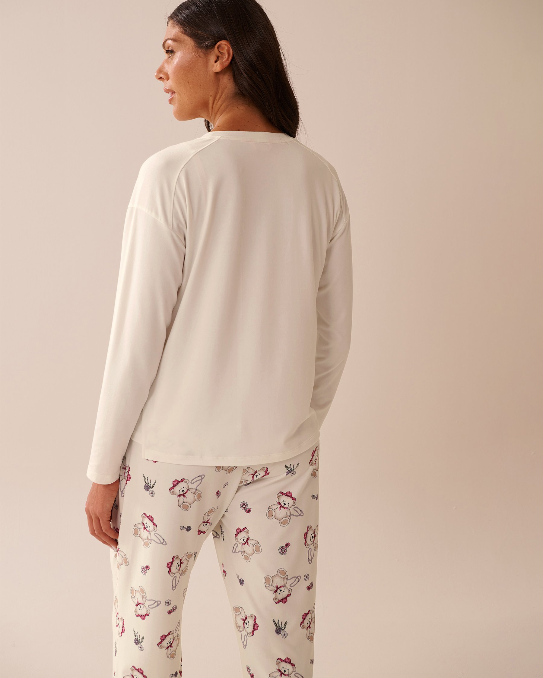 LA VIE EN ROSE Chandail manches longues ultra doux imprimé ourson cowboy Blanc 40100762 - View4