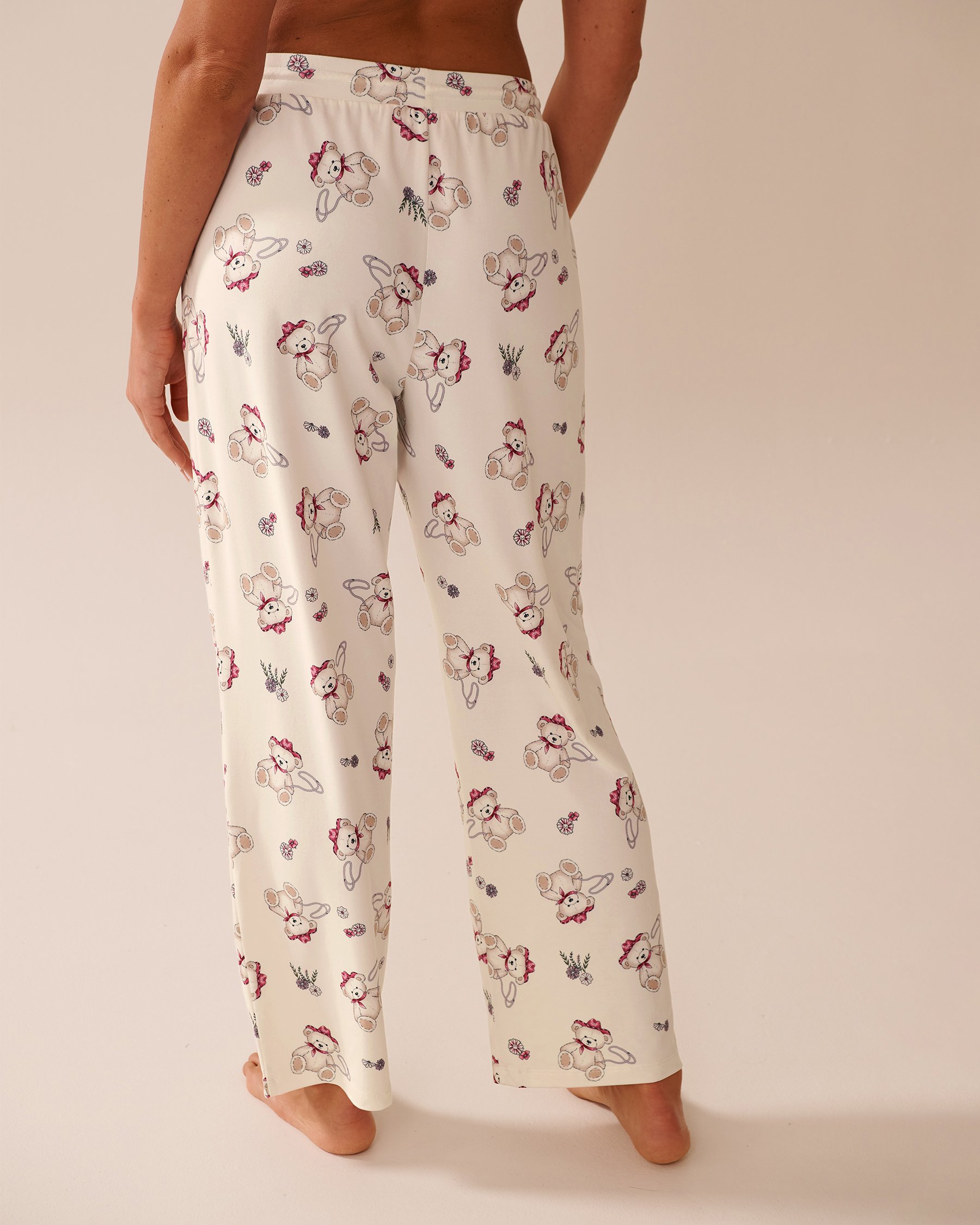 LA VIE EN ROSE Cowboy Teddy Bear Print Super Soft Pajama Pants White/Cowboy Teddy Bears 40200747 - View4