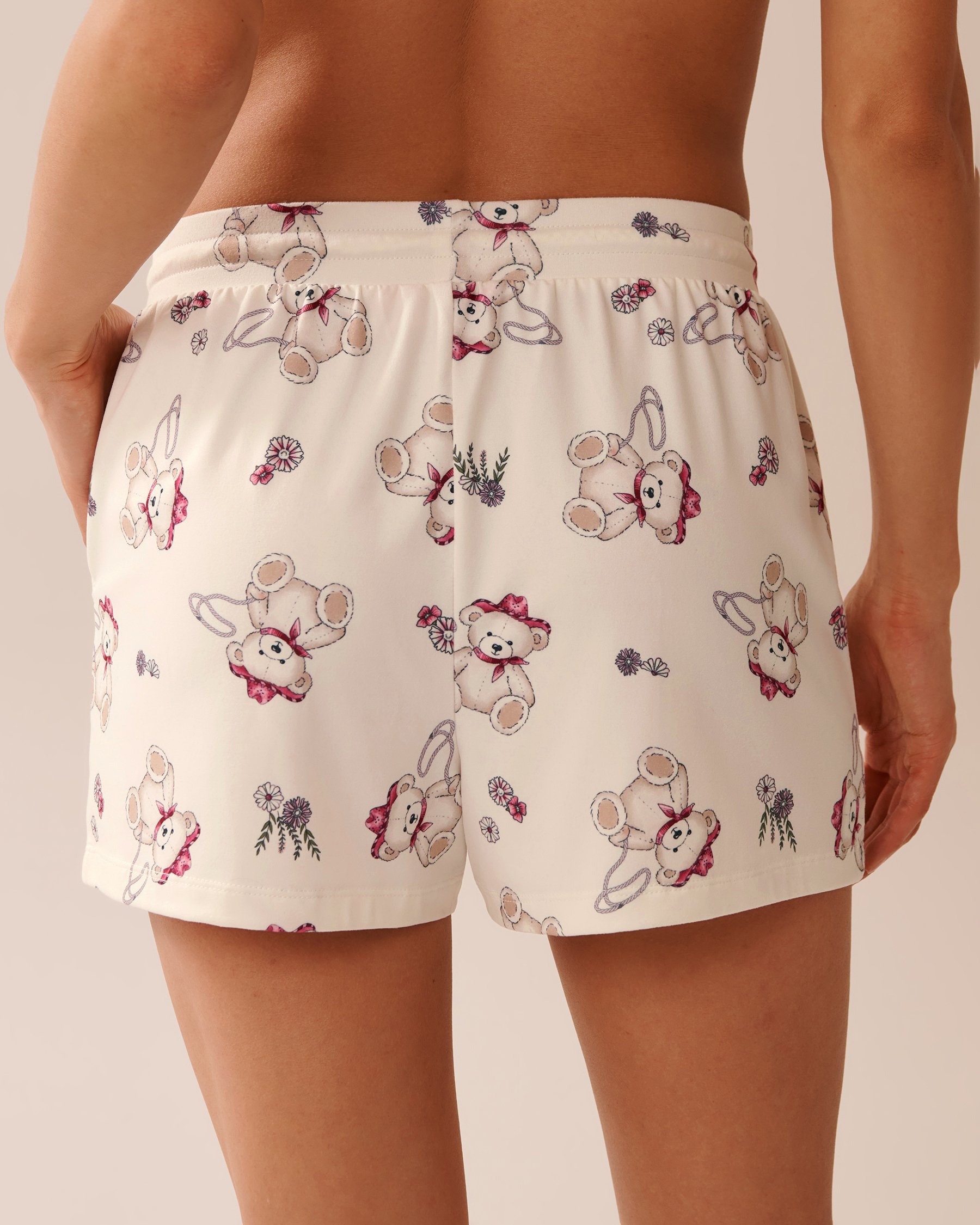 LA VIE EN ROSE Short de pyjama ultra doux imprimé ourson cowboy Blanc/Oursons cowboys 40200748 - View2