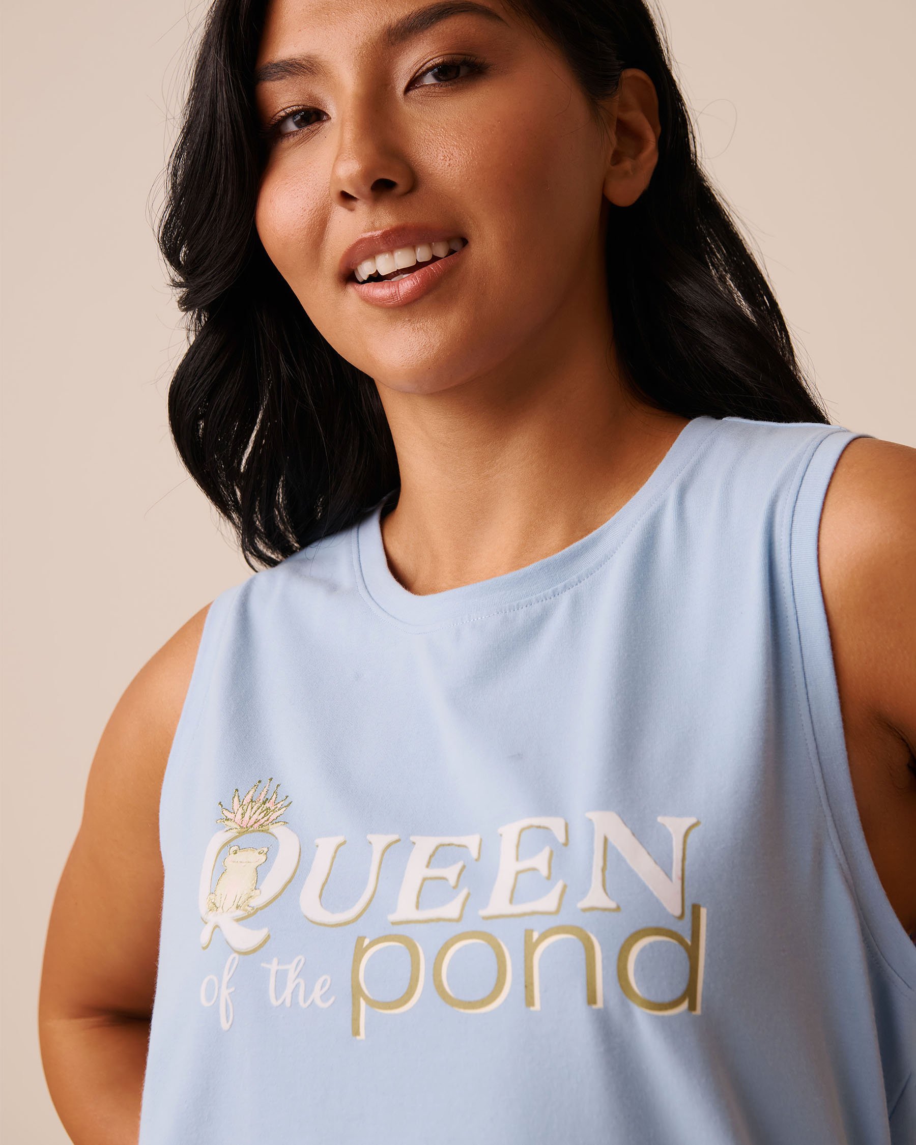 LA VIE EN ROSE Frog Print Cotton Cami Baby Blue 40100757 - View3