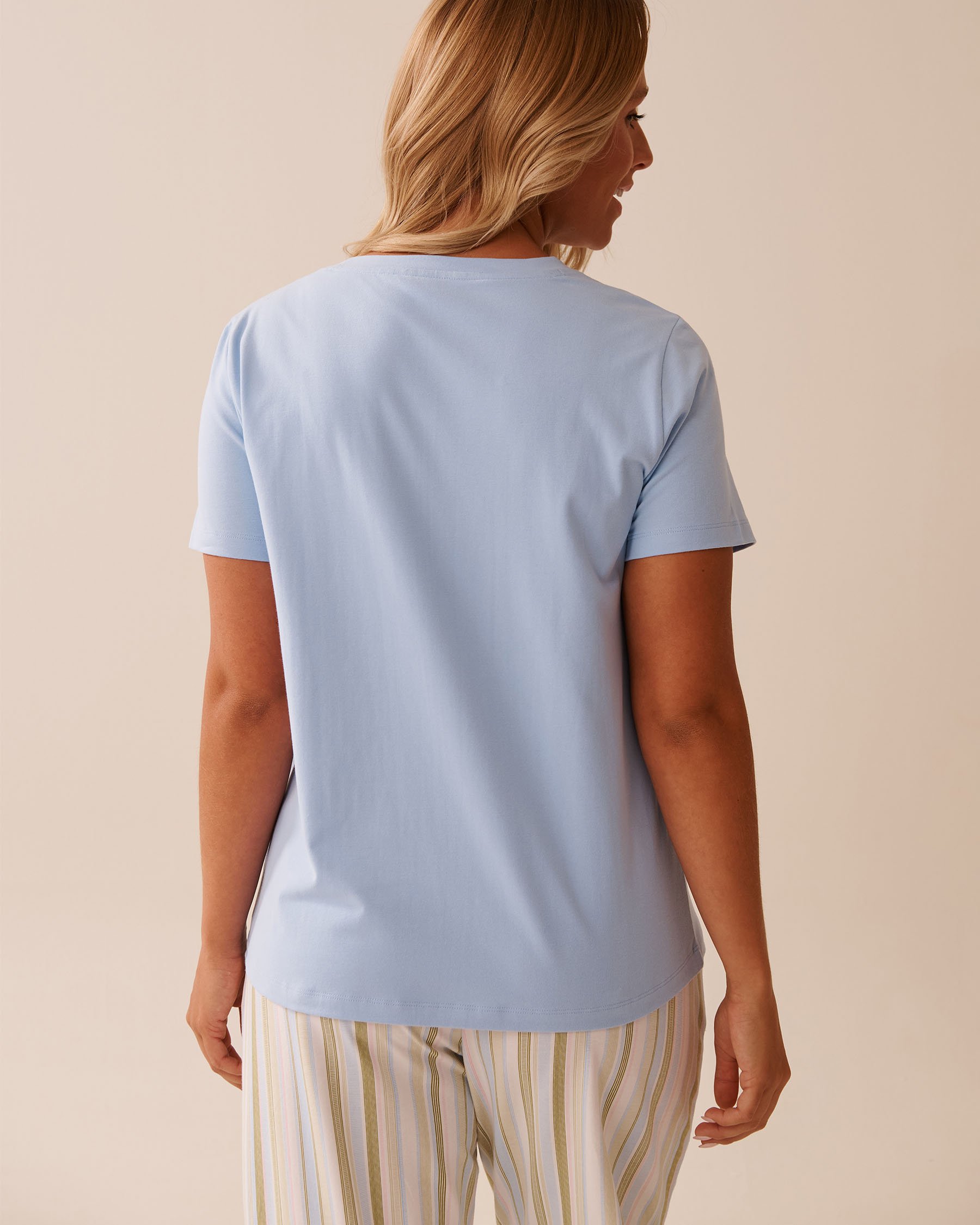 LA VIE EN ROSE T-shirt en coton imprimé grenouille Bleu pastel 40100756 - View2