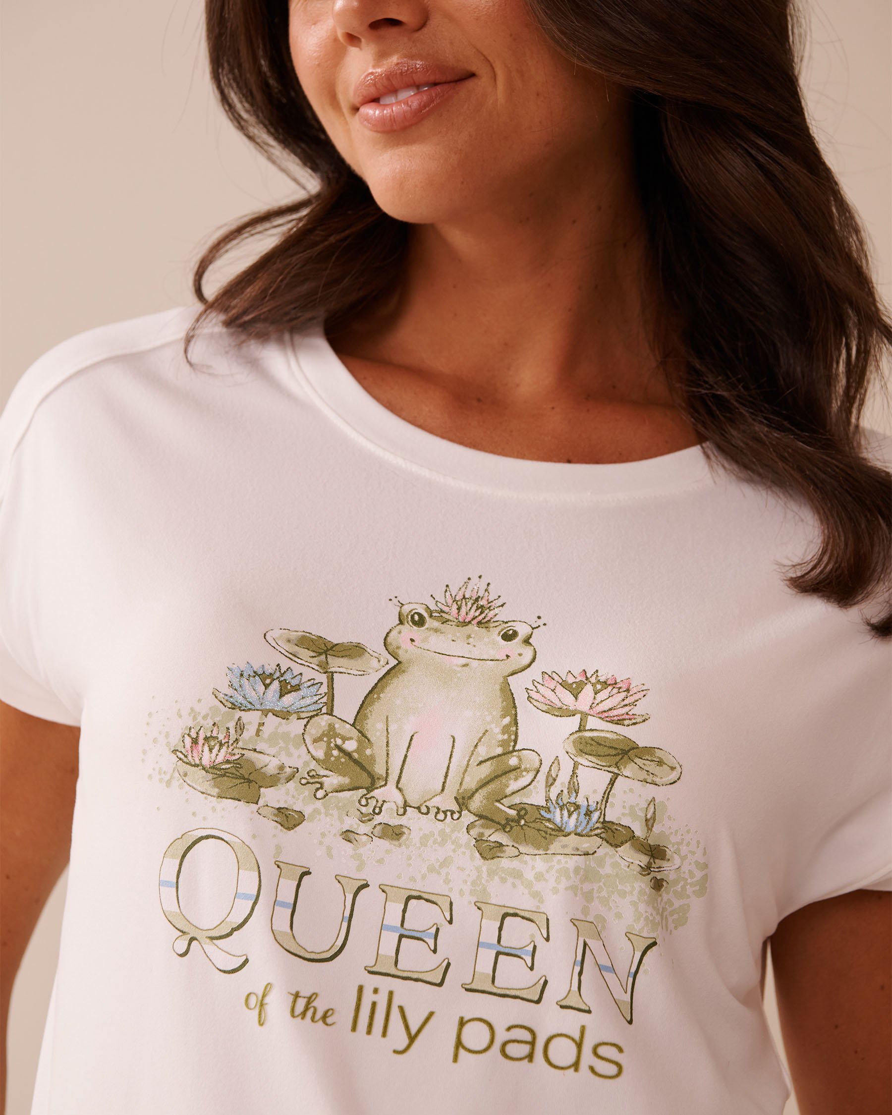 LA VIE EN ROSE T-shirt ultra doux imprimé grenouille Blanc 40100755 - Voir4