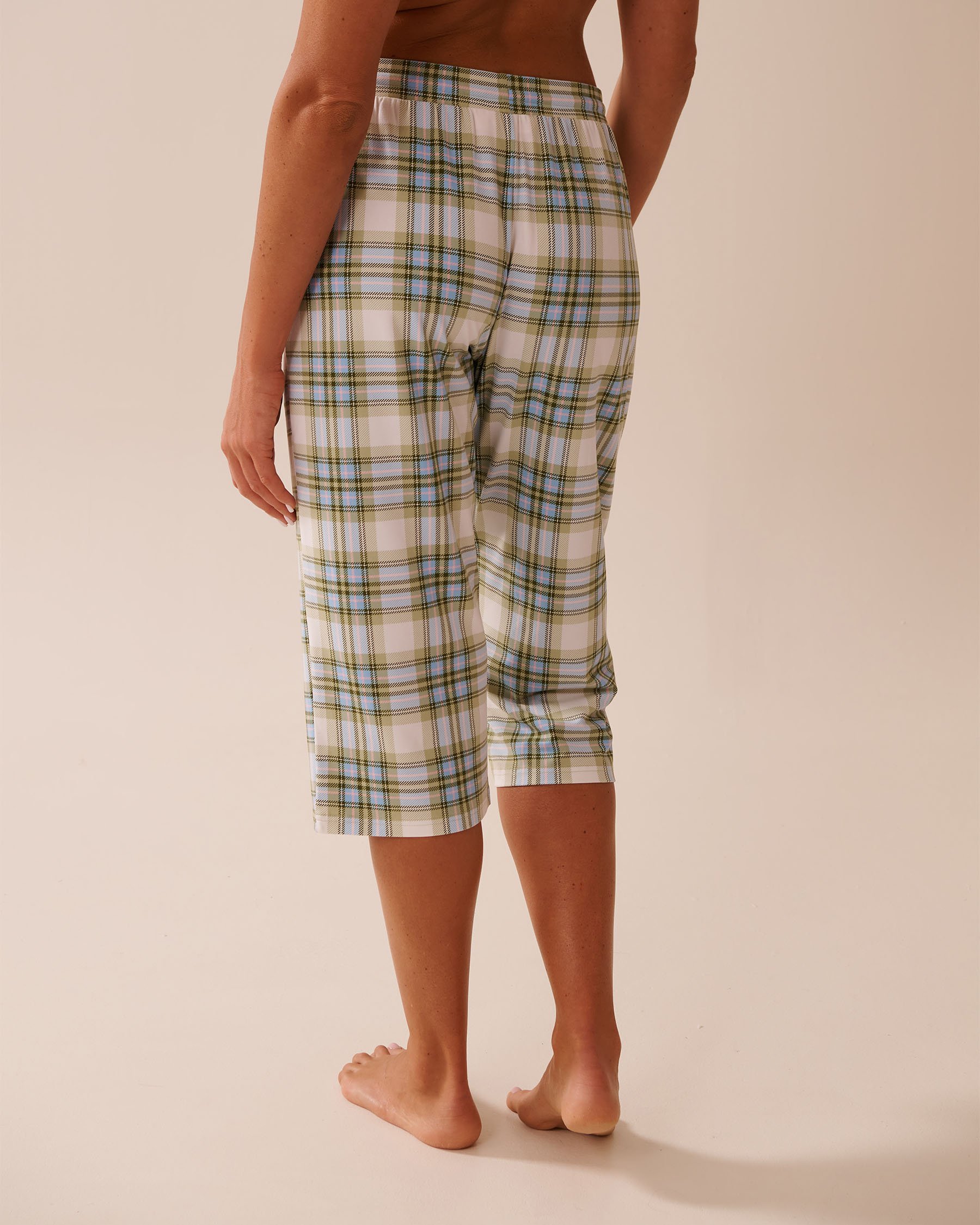 LA VIE EN ROSE Green & Blue Plaid Super Soft Pajama Capris Green & Blue Plaid 40200740 - View2