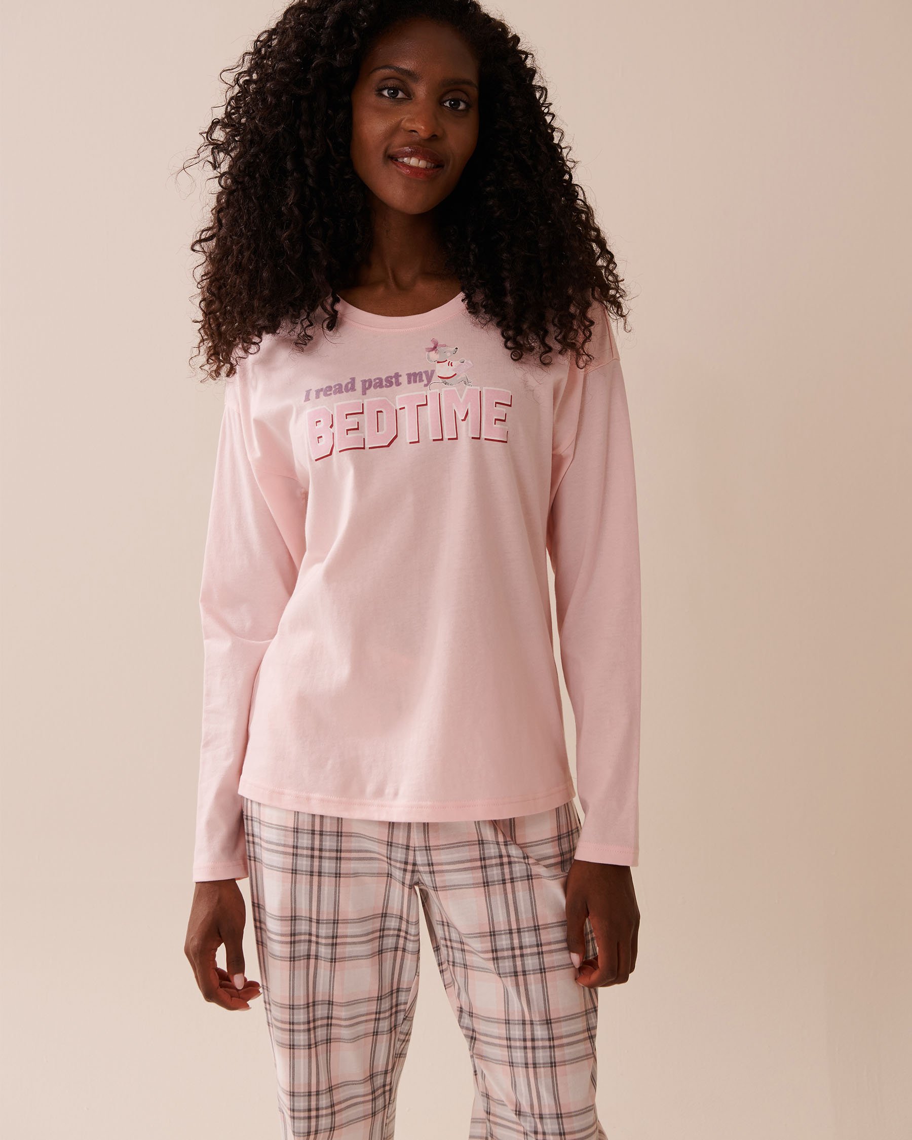 LA VIE EN ROSE Mouse Print Cotton Long Sleeve Shirt Lotus Pink 40100769 - View1