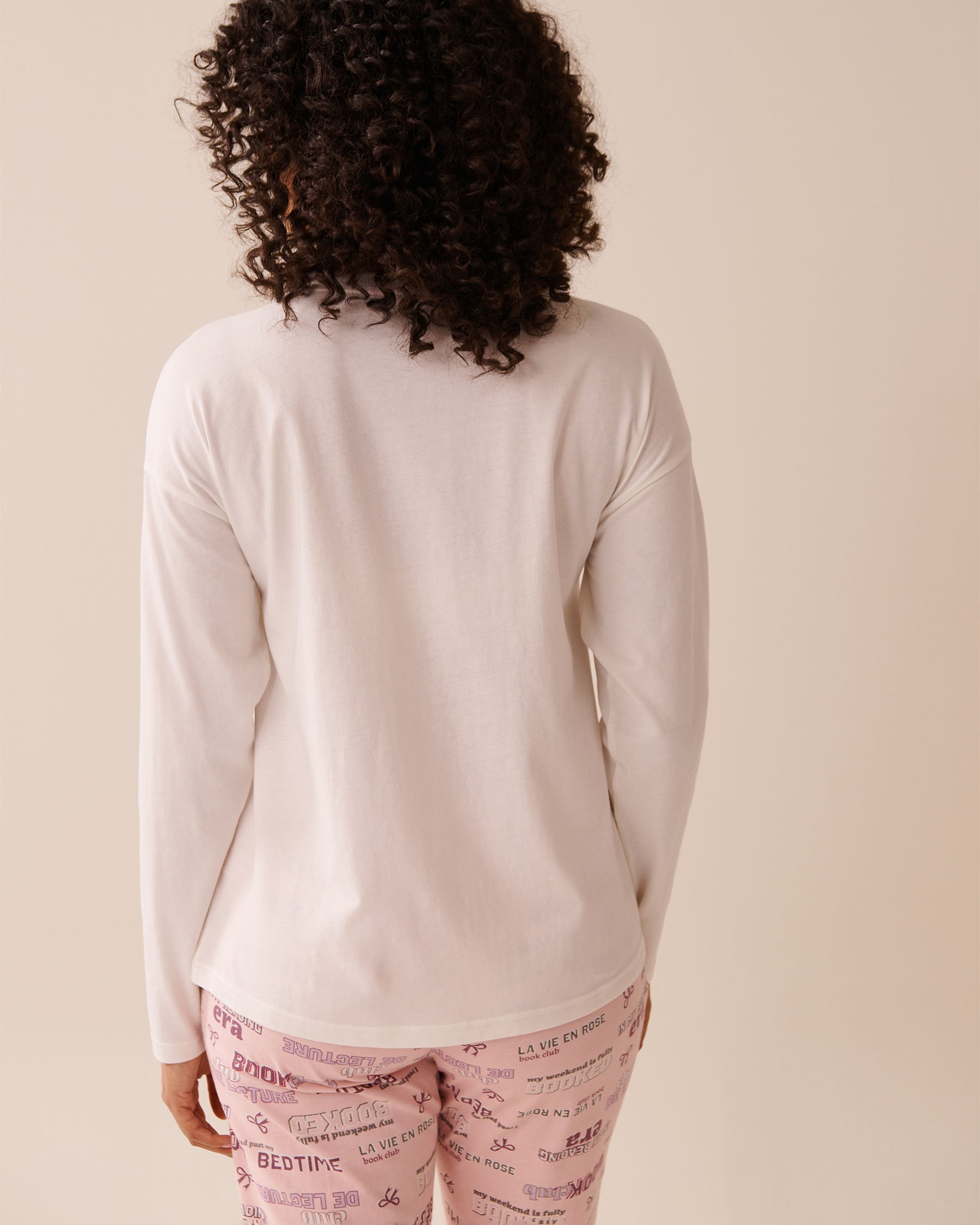 LA VIE EN ROSE Mouse Print Cotton Long Sleeve Shirt White 40100769 - View2