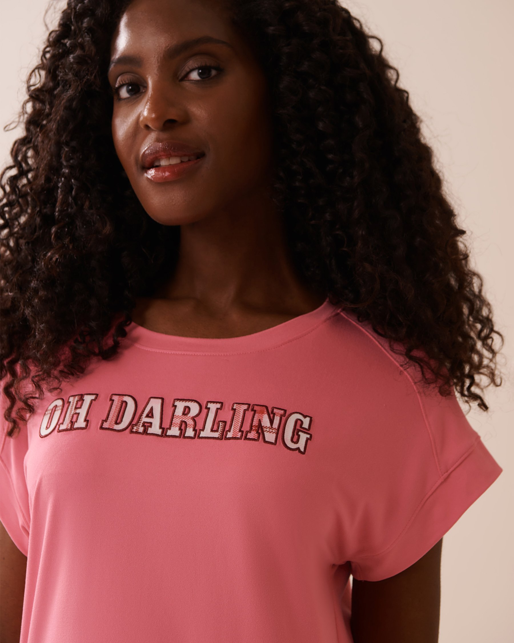 LA VIE EN ROSE Oh Darling Print Super Soft T-shirt Watermelon Pink 40100755 - View3