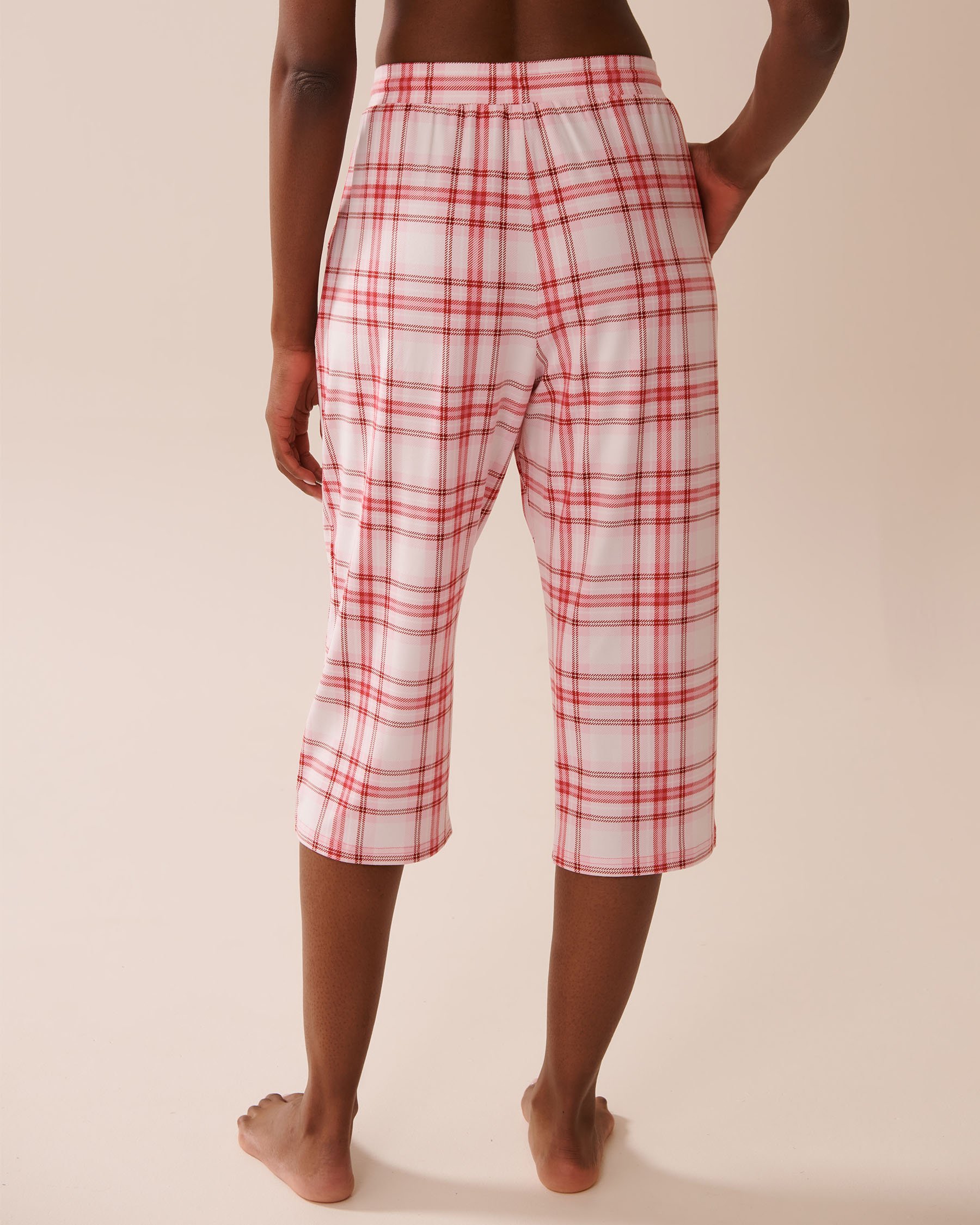 LA VIE EN ROSE Pink Plaid Super Soft Pajama Capris Pink Plaid 40200740 - View2