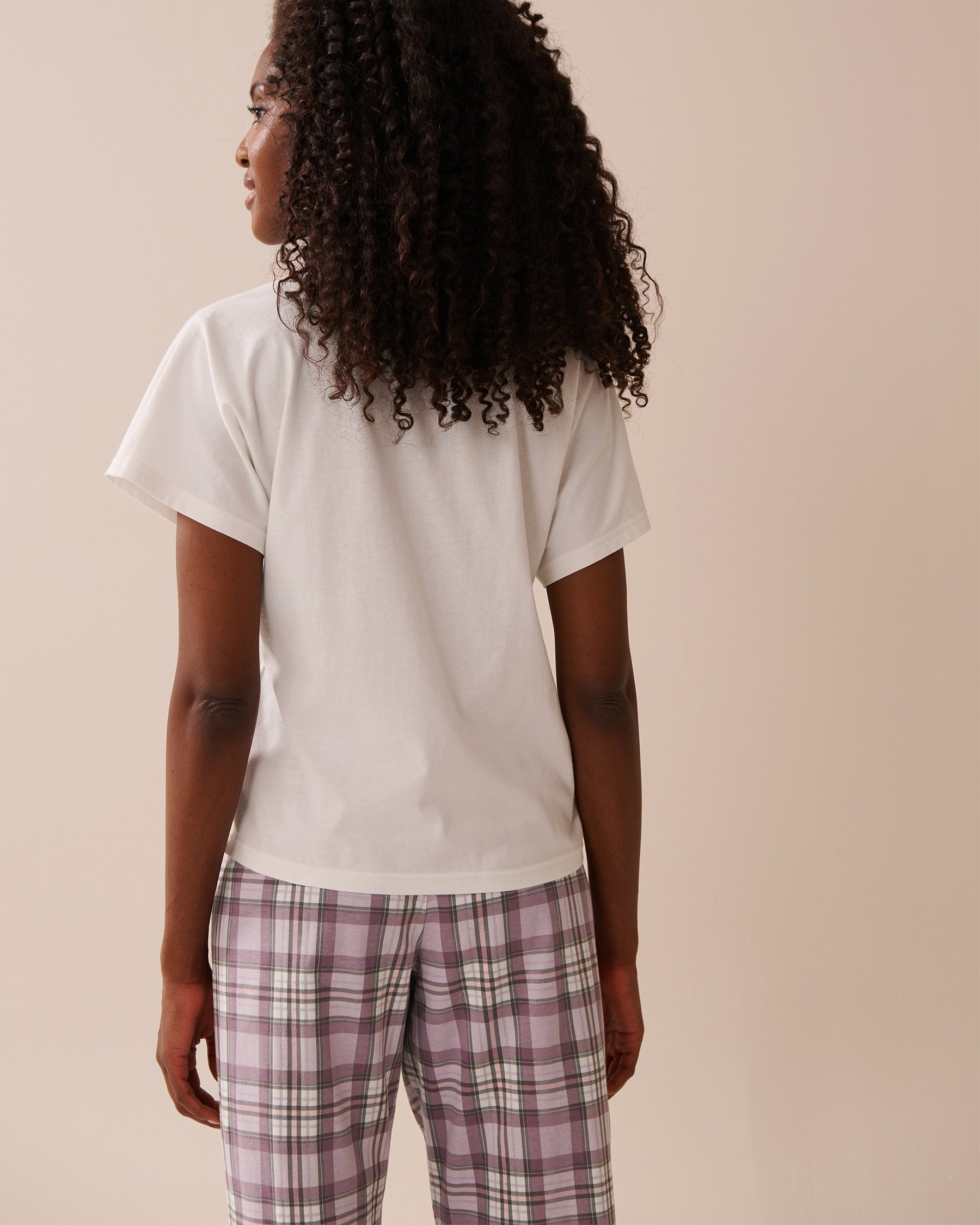 LA VIE EN ROSE Weekend Print Cotton V-neck T-shirt White 40100768 - View2