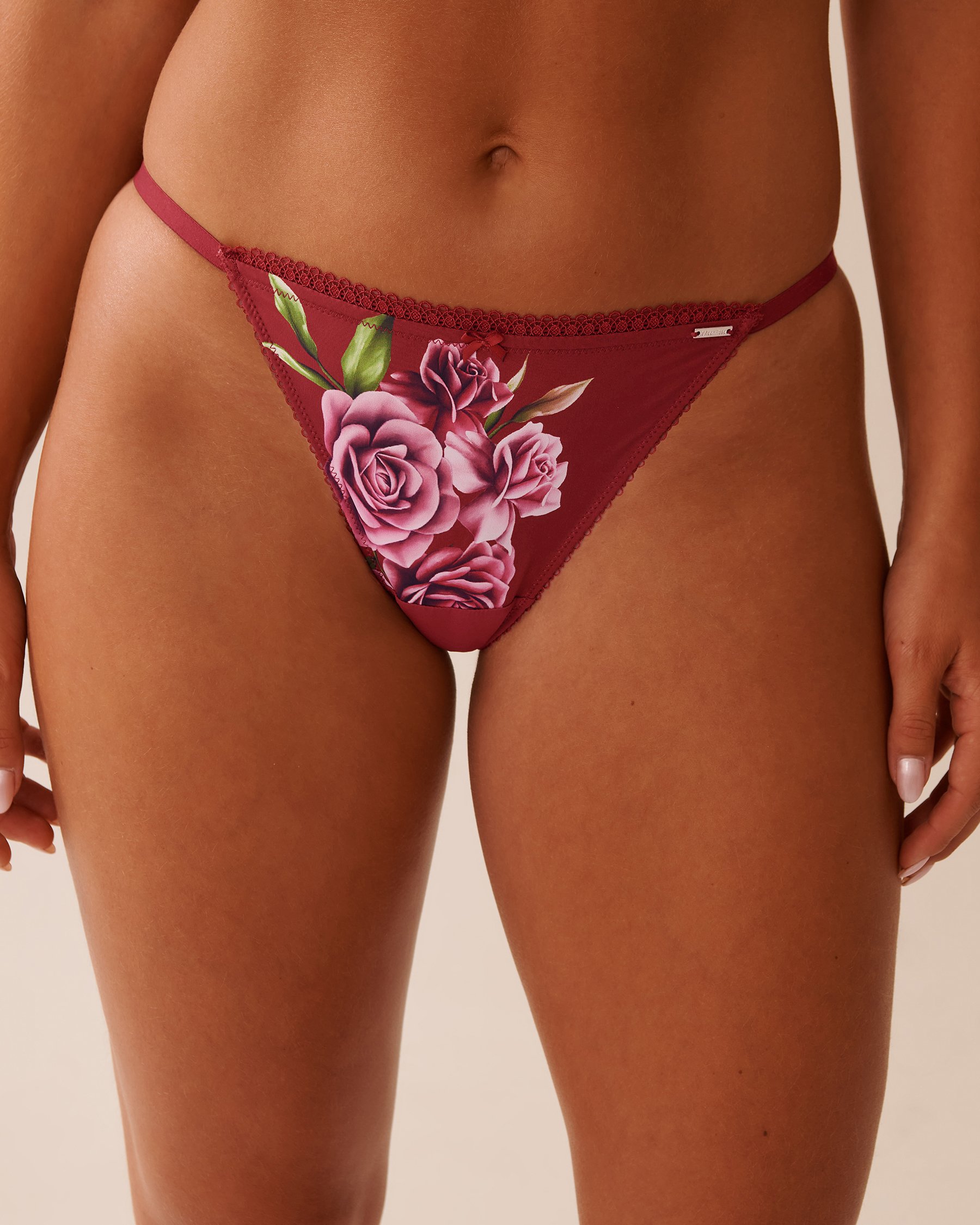 LA VIE EN ROSE Adjustable Microfiber String Panty Red Rose Garden 20300427 - View1