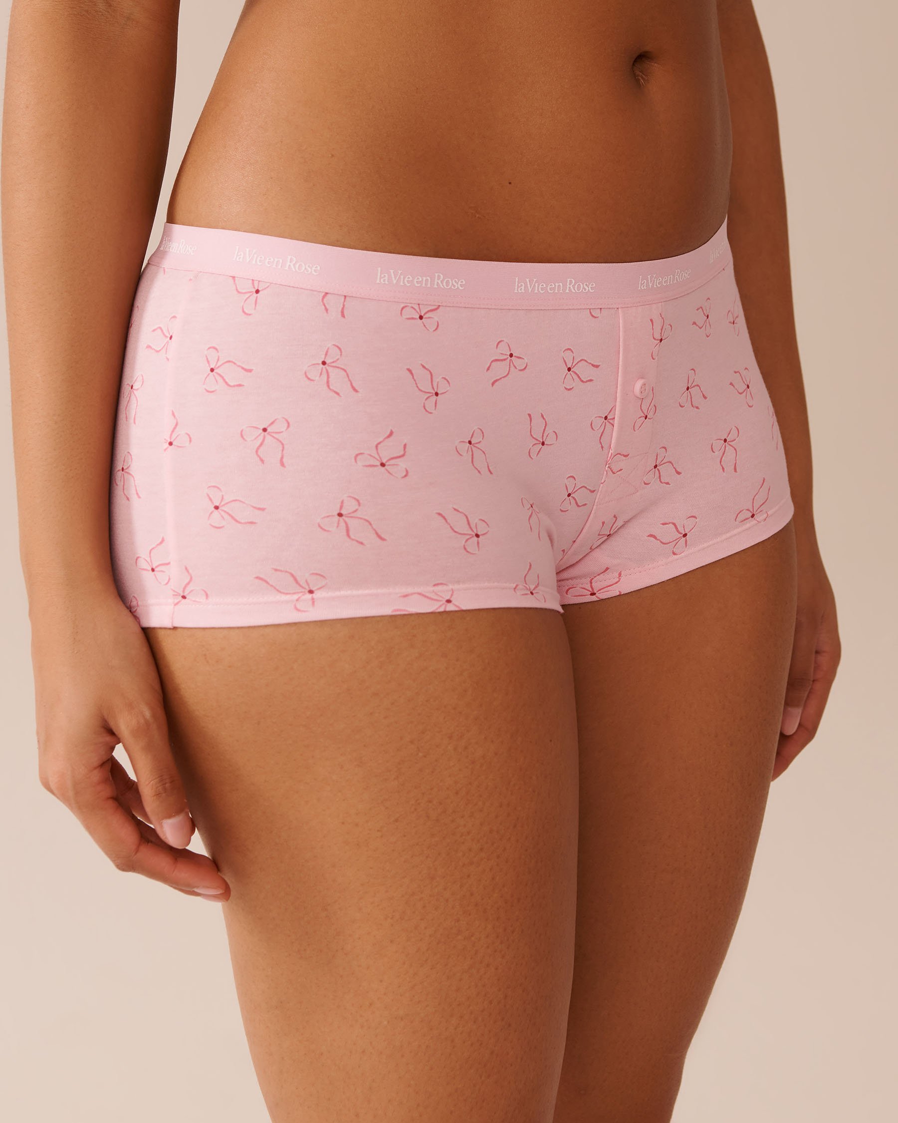 LA VIE EN ROSE Cotton Boyleg Panty Pink/Bows 20100618 - View1