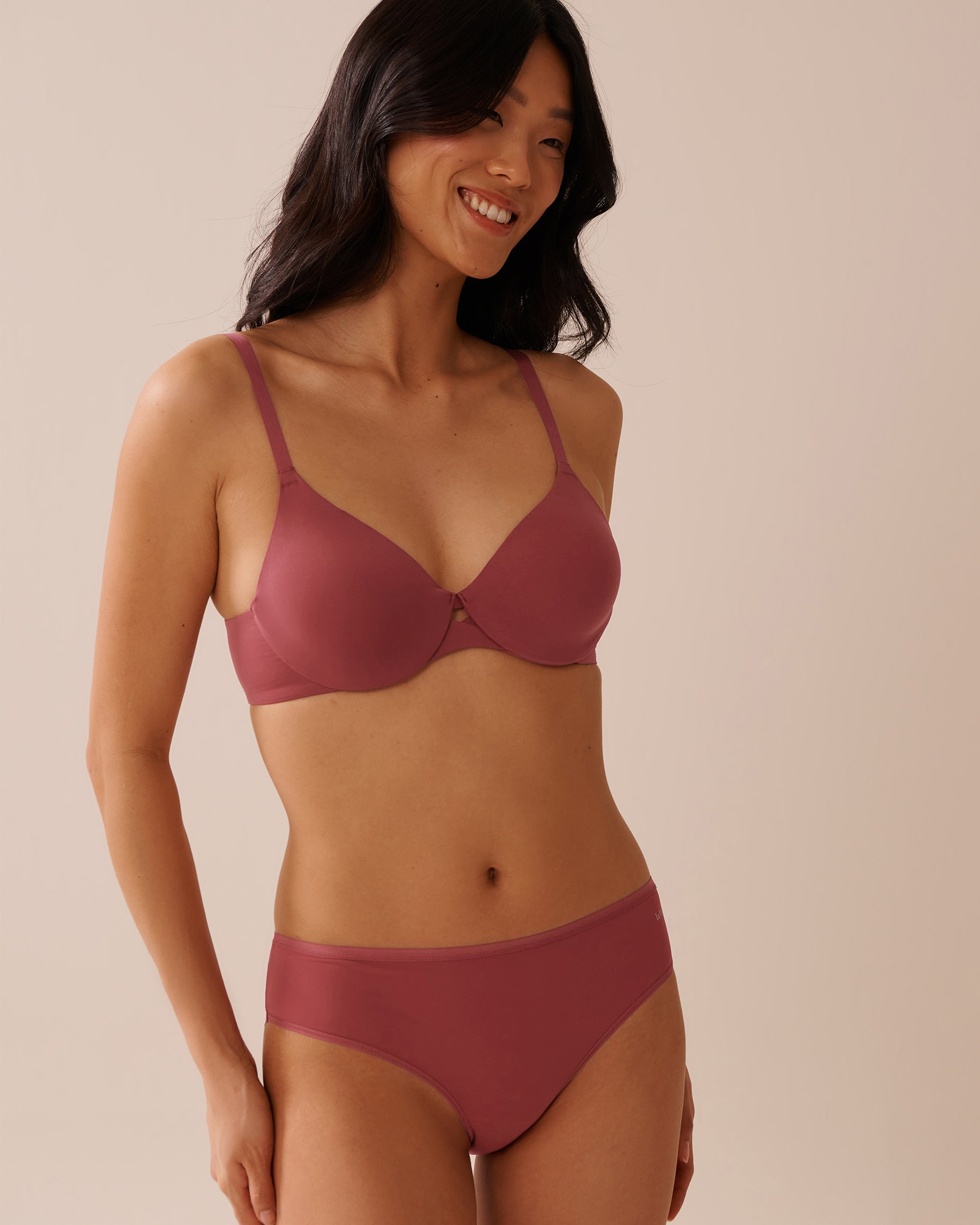 LA VIE EN ROSE Culotte bikini microfibre dos lisse Rouge framboise 20300426 - Voir3