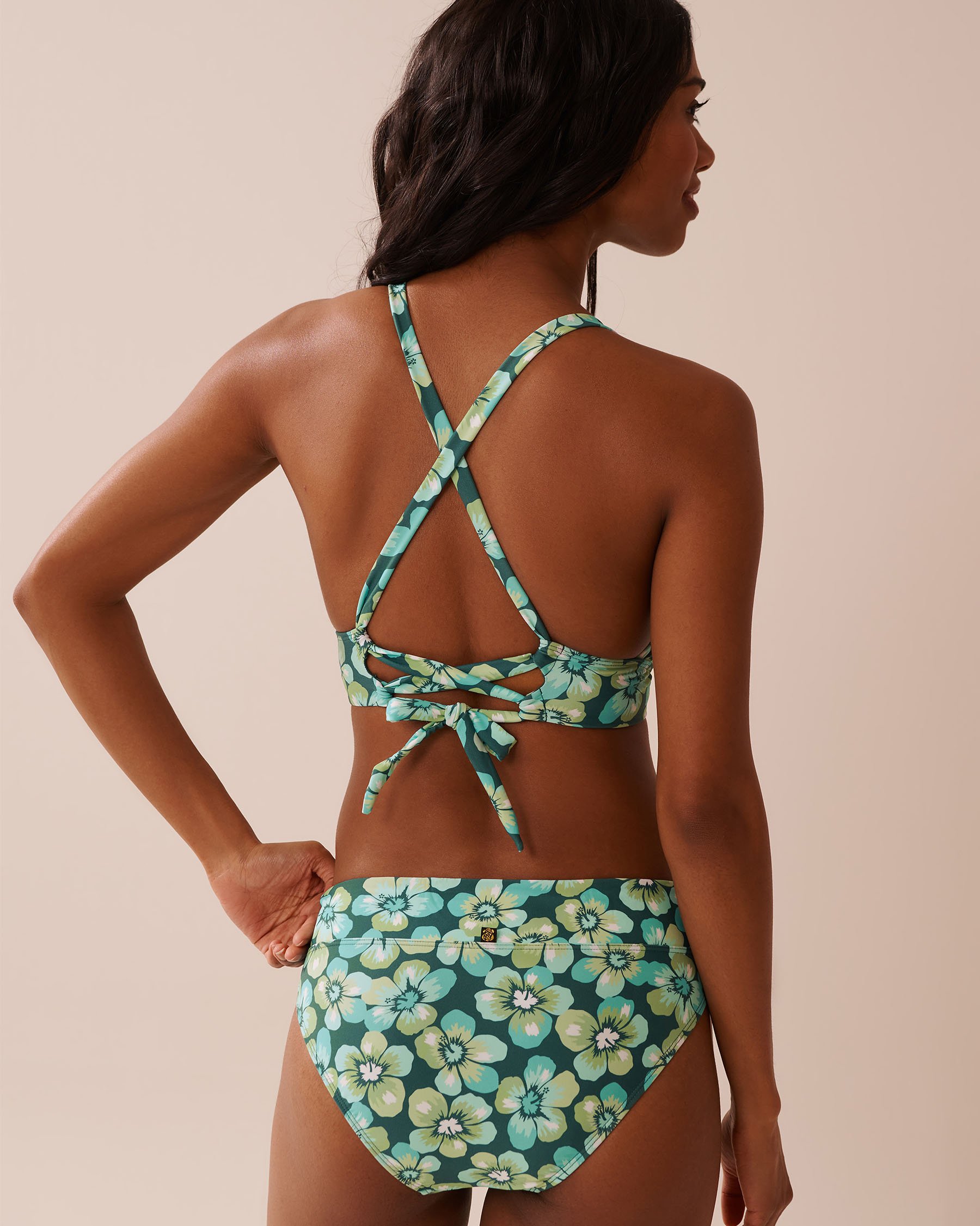 LA VIE EN ROSE AQUA AQUA FLORA Recycled Fibers Longline Triangle Bikini Top Aqua Flora 70100797 - View2