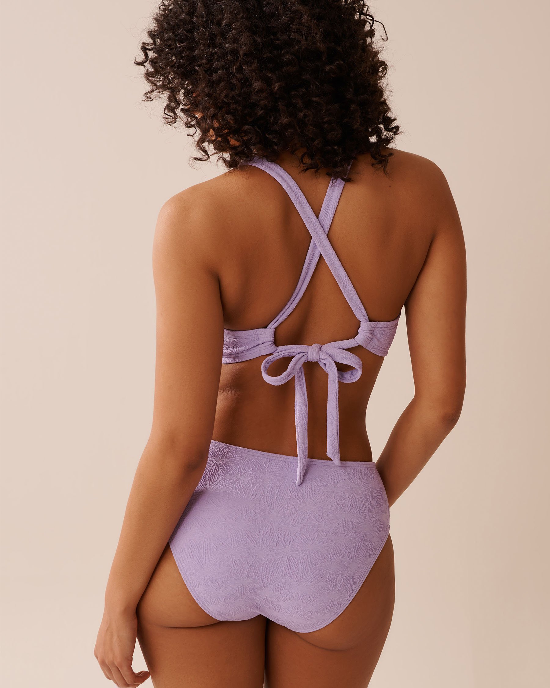 LA VIE EN ROSE AQUA LAVENDER POP Textured D Cup Triangle Bikini Top Lavender Pop 70200183 - View4