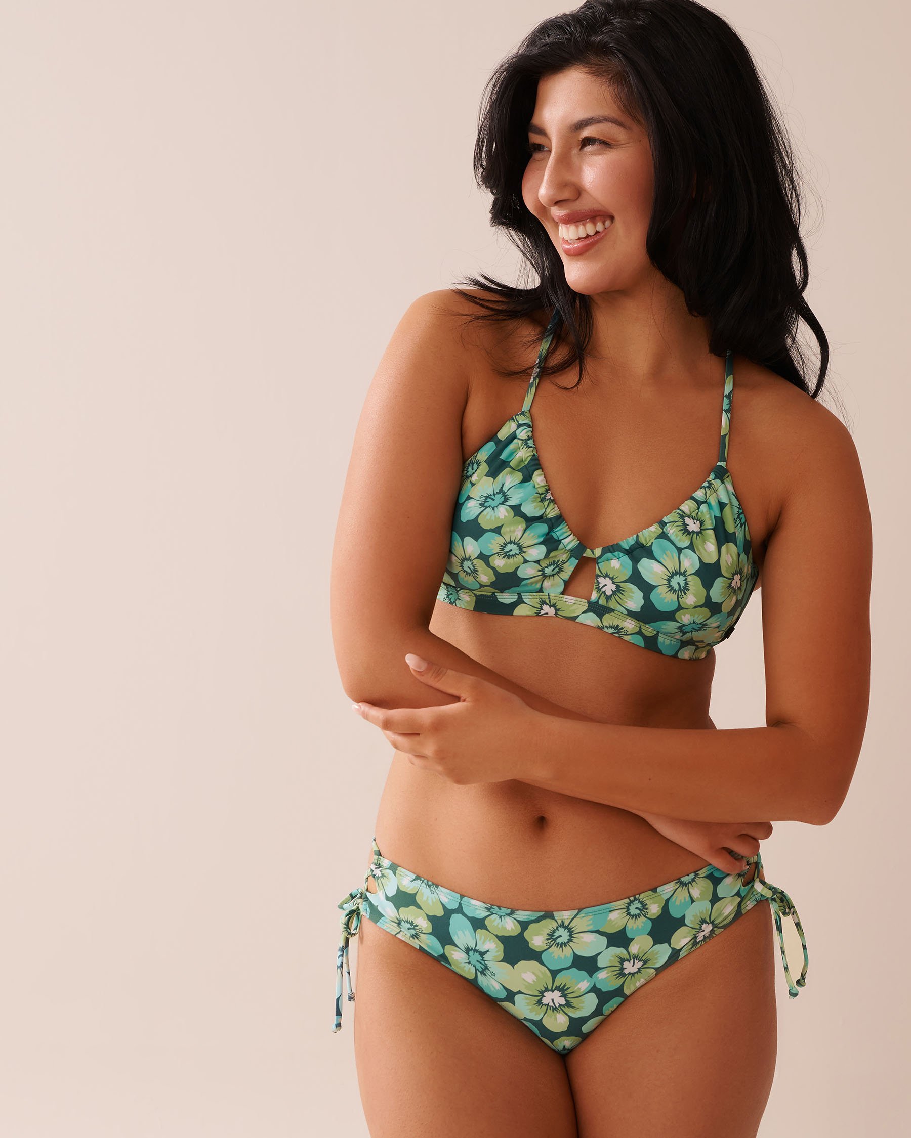 LA VIE EN ROSE AQUA AQUA FLORA Recycled Fibers Cross-Tie Bikini Bottom Aqua Flora 70300746 - View7
